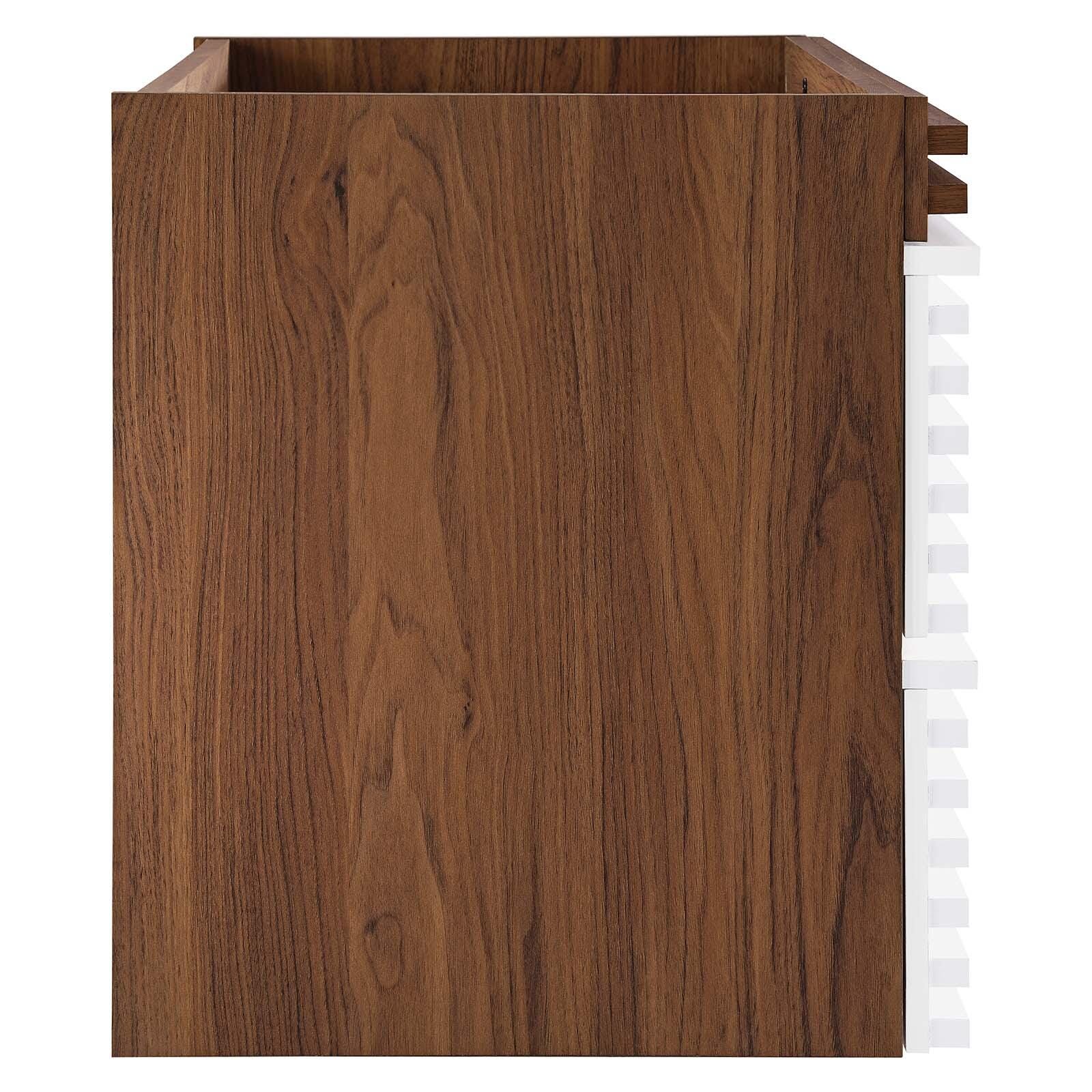 Modway Render 36" Wall-Mount Bathroom Vanity Cabinet, White/Walnut, large