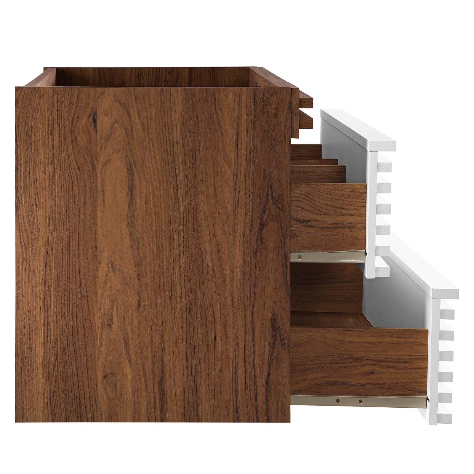 Modway Render 36" Wall-Mount Bathroom Vanity Cabinet, White/Walnut, large