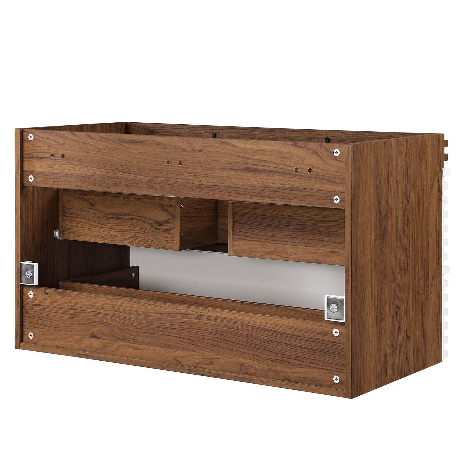 Modway Render 36" Wall-Mount Bathroom Vanity Cabinet, White/Walnut, large