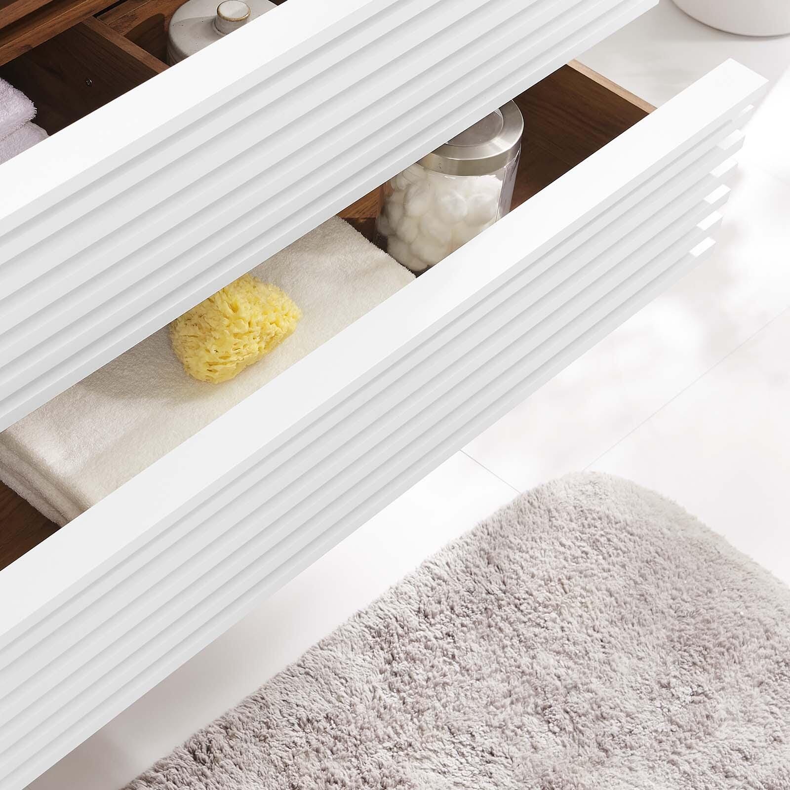 Modway Render 36" Wall-Mount Bathroom Vanity Cabinet, White/Walnut, large