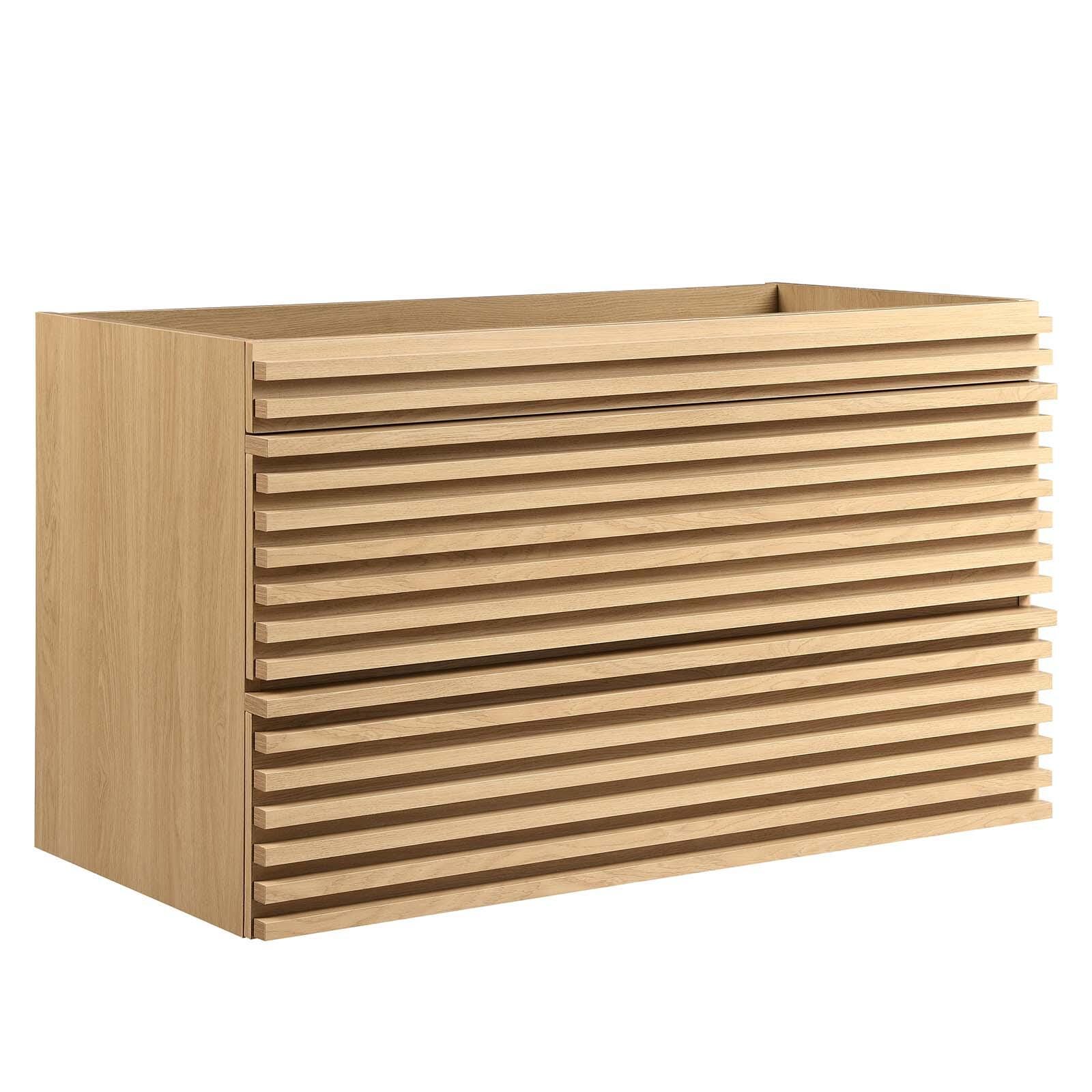 Render 36" Wall-Mount Bathroom Vanity Cabinet, Oak, large