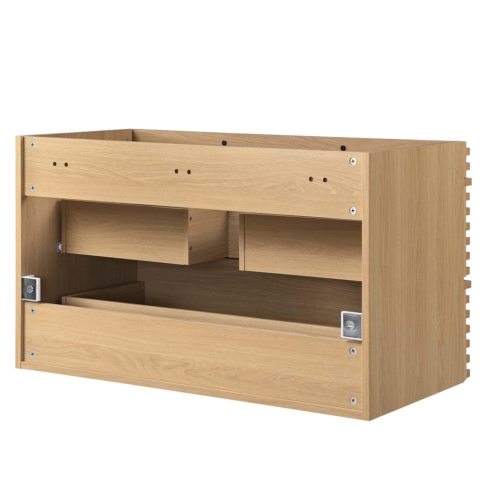 Modway Render 36" Wall-Mount Bathroom Vanity Cabinet, Oak, large