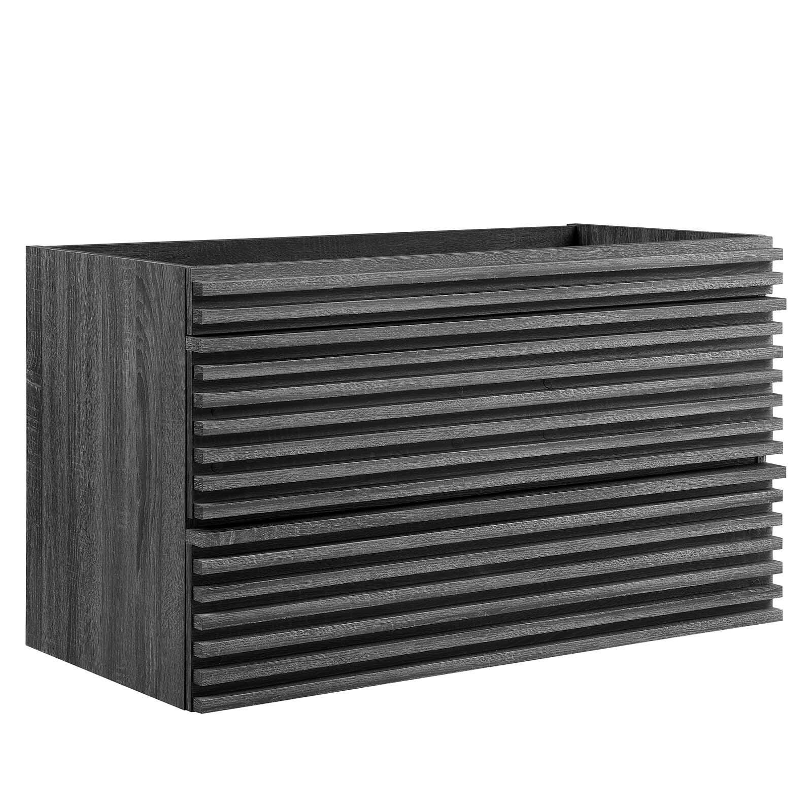Modway Render 36" Wall-Mount Bathroom Vanity Cabinet, Charcoal, large