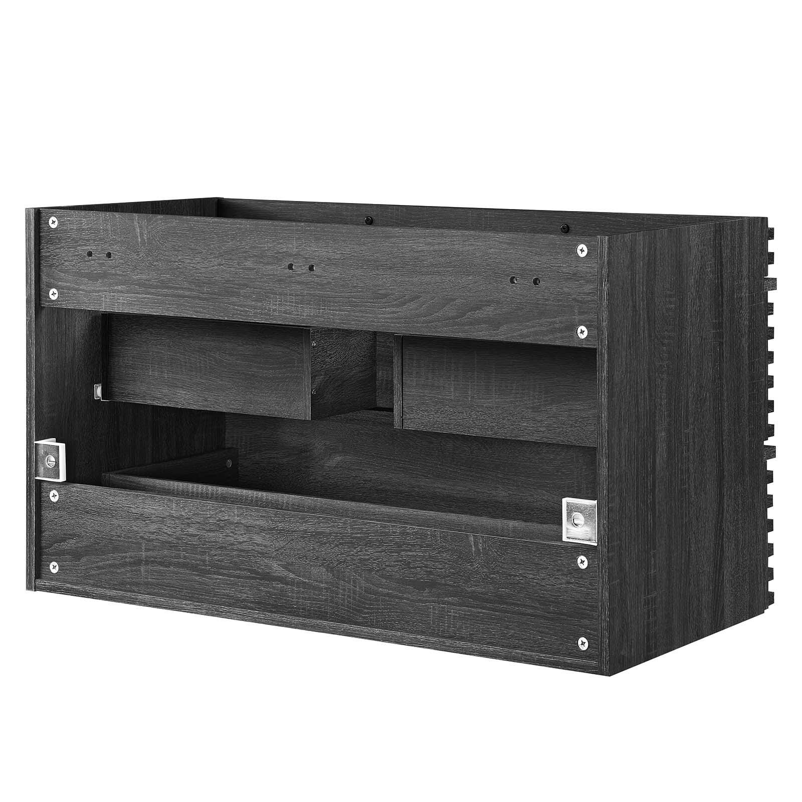 Modway Render 36" Wall-Mount Bathroom Vanity Cabinet, Charcoal, large