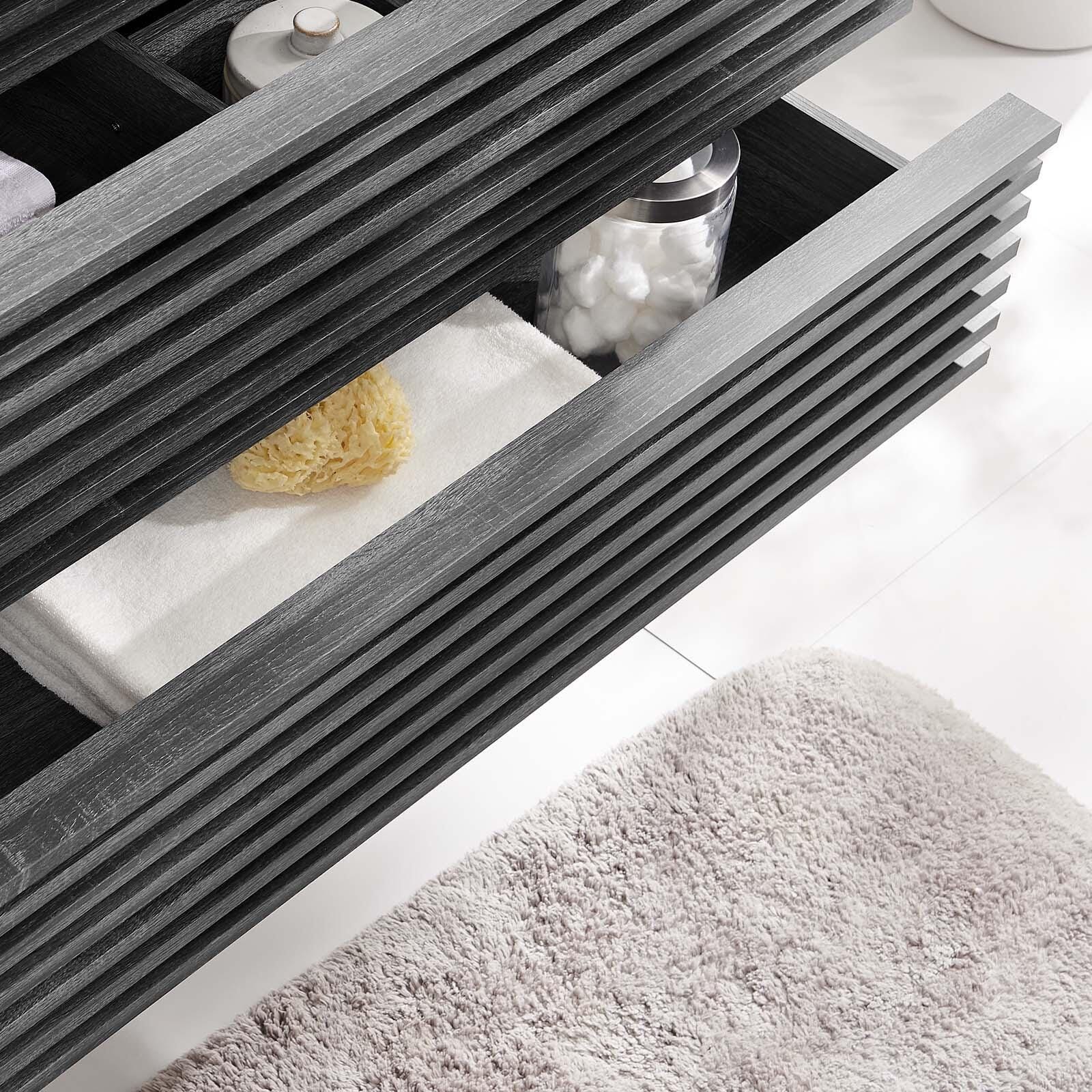 Modway Render 36" Wall-Mount Bathroom Vanity Cabinet, Charcoal, large