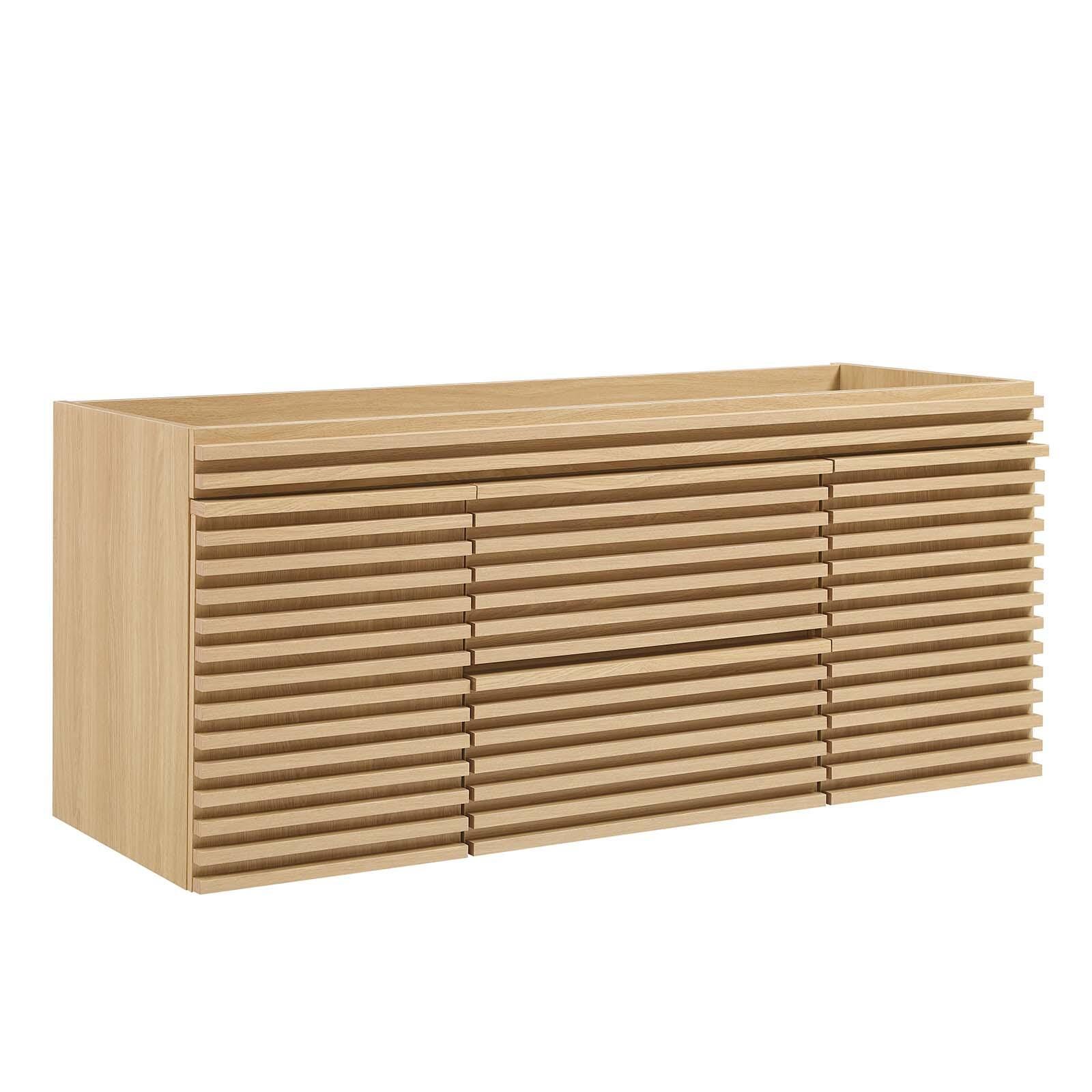 Render 48" Wall-Mount Bathroom Vanity Cabinet, Oak, large