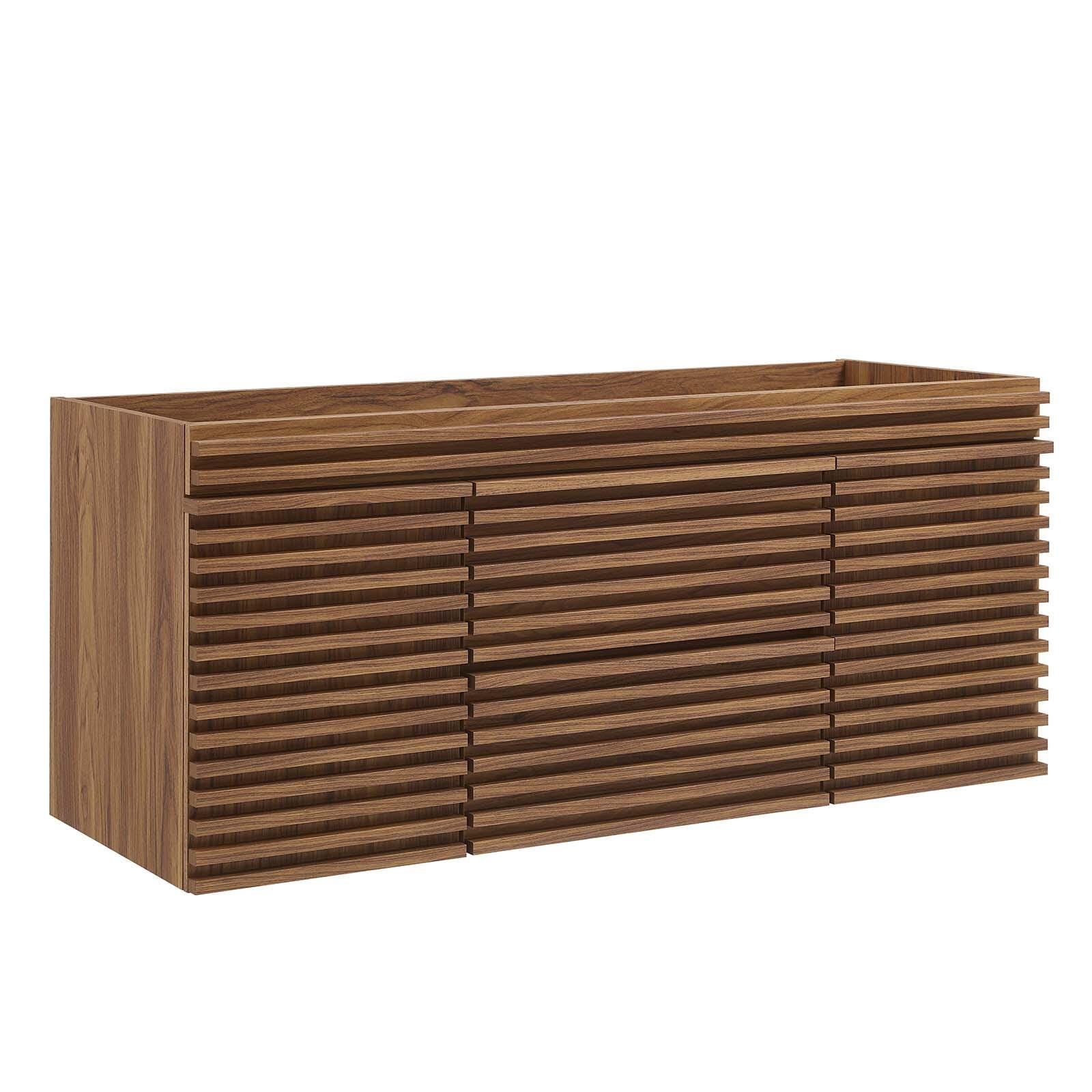 Modway Render 48" Wall-Mount Bathroom Vanity Cabinet, Walnut, large
