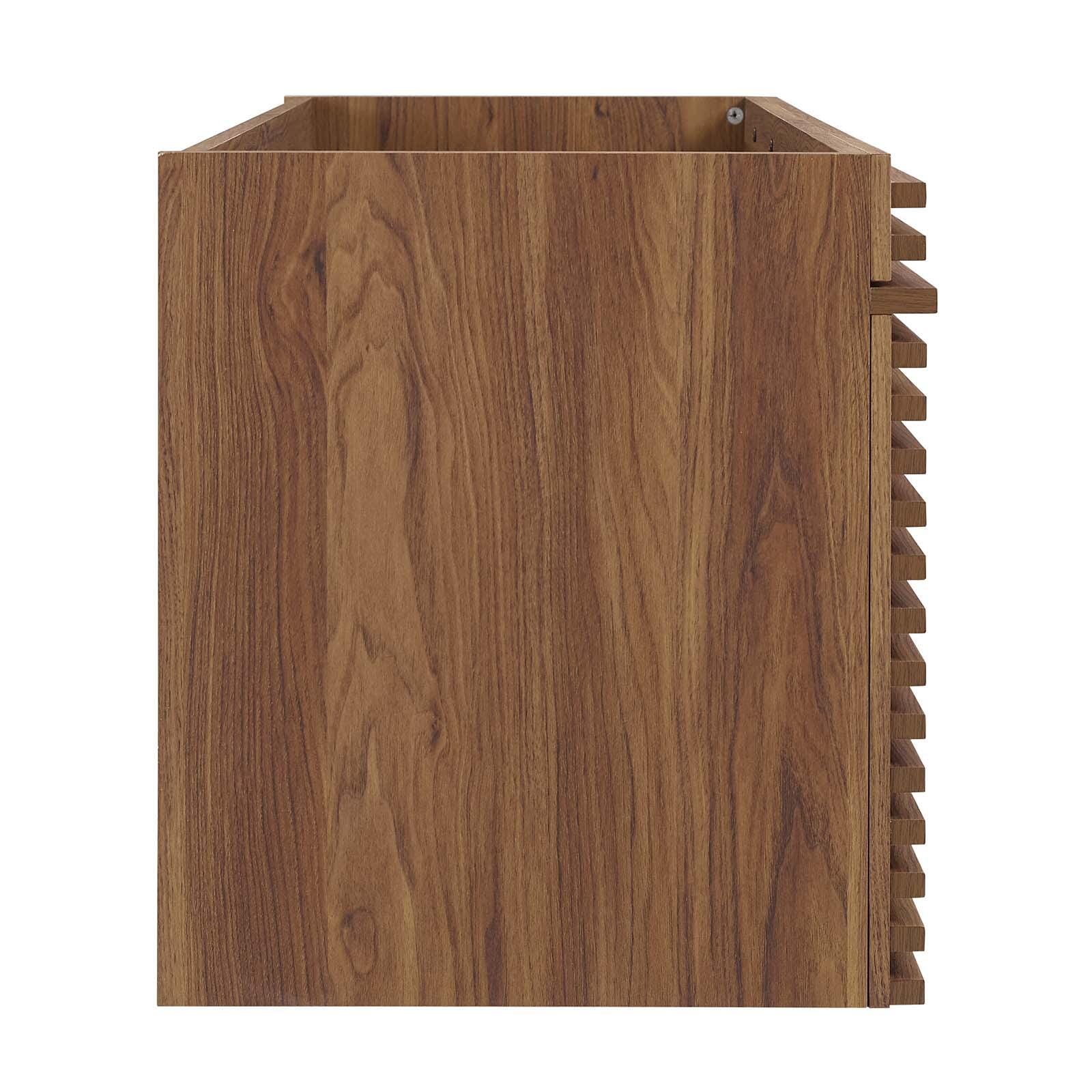Modway Render 48" Wall-Mount Bathroom Vanity Cabinet, Walnut, large