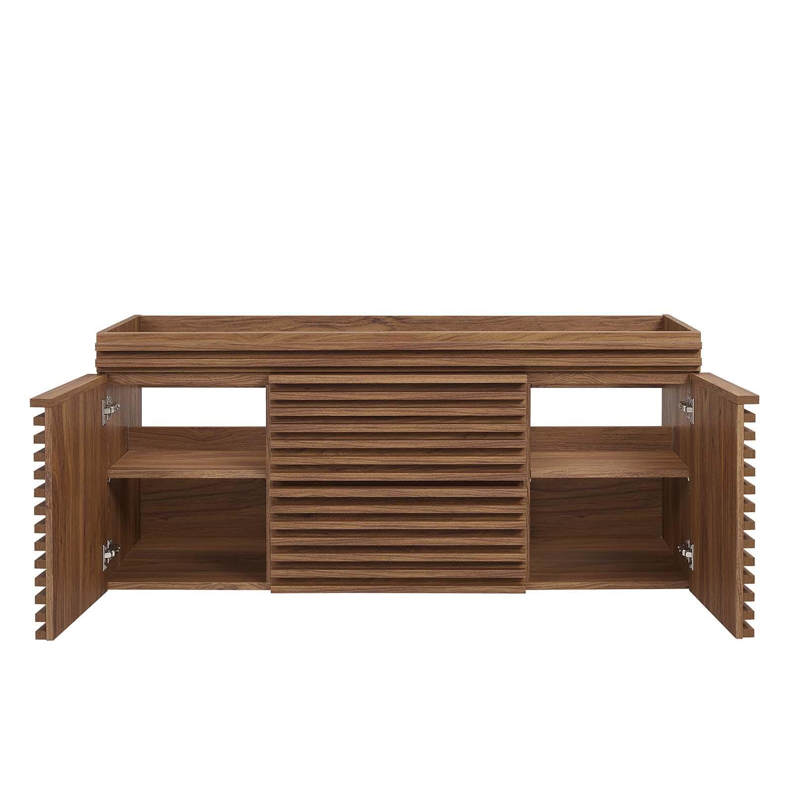 Modway Render 48" Wall-Mount Bathroom Vanity Cabinet, Walnut, large