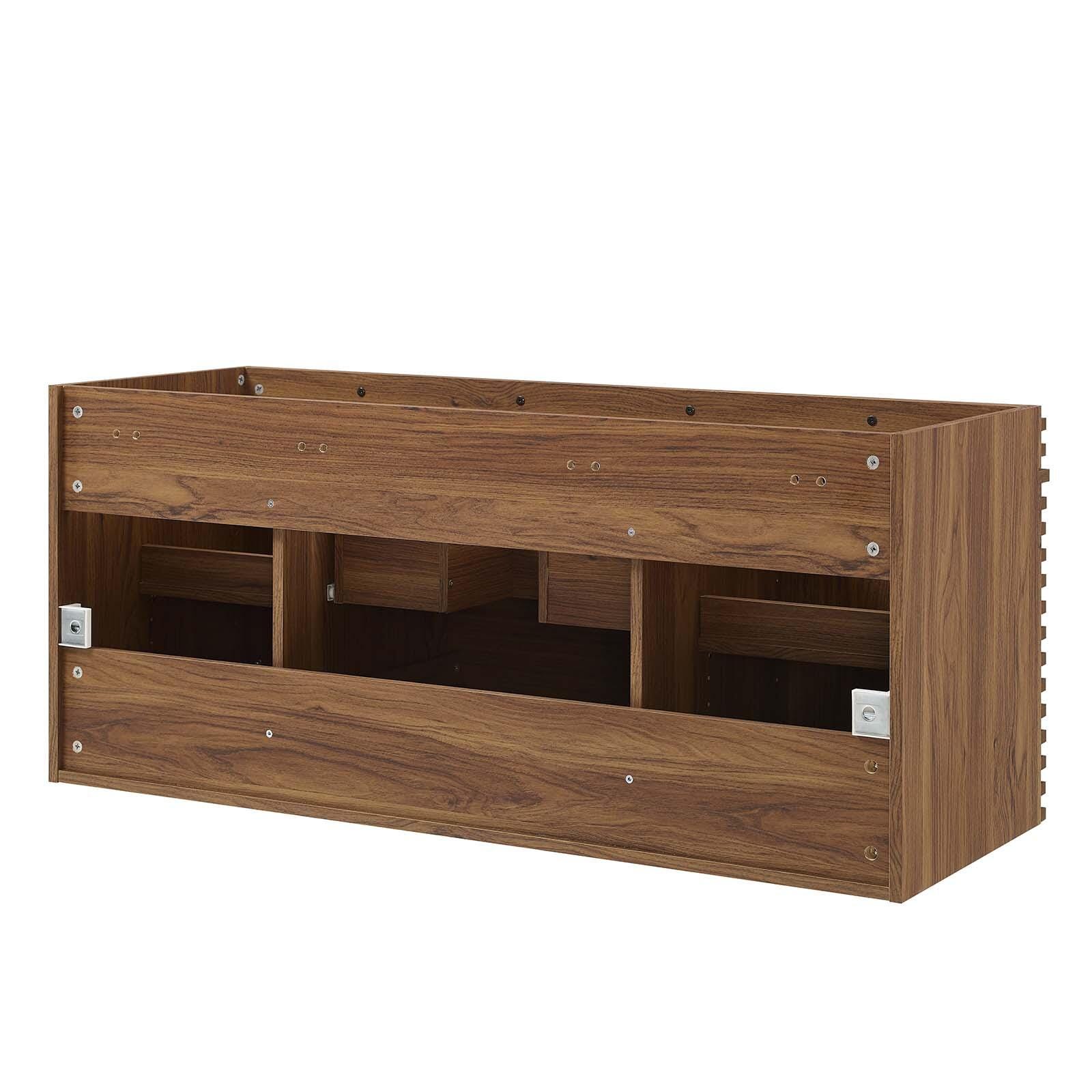 Modway Render 48" Wall-Mount Bathroom Vanity Cabinet, Walnut, large