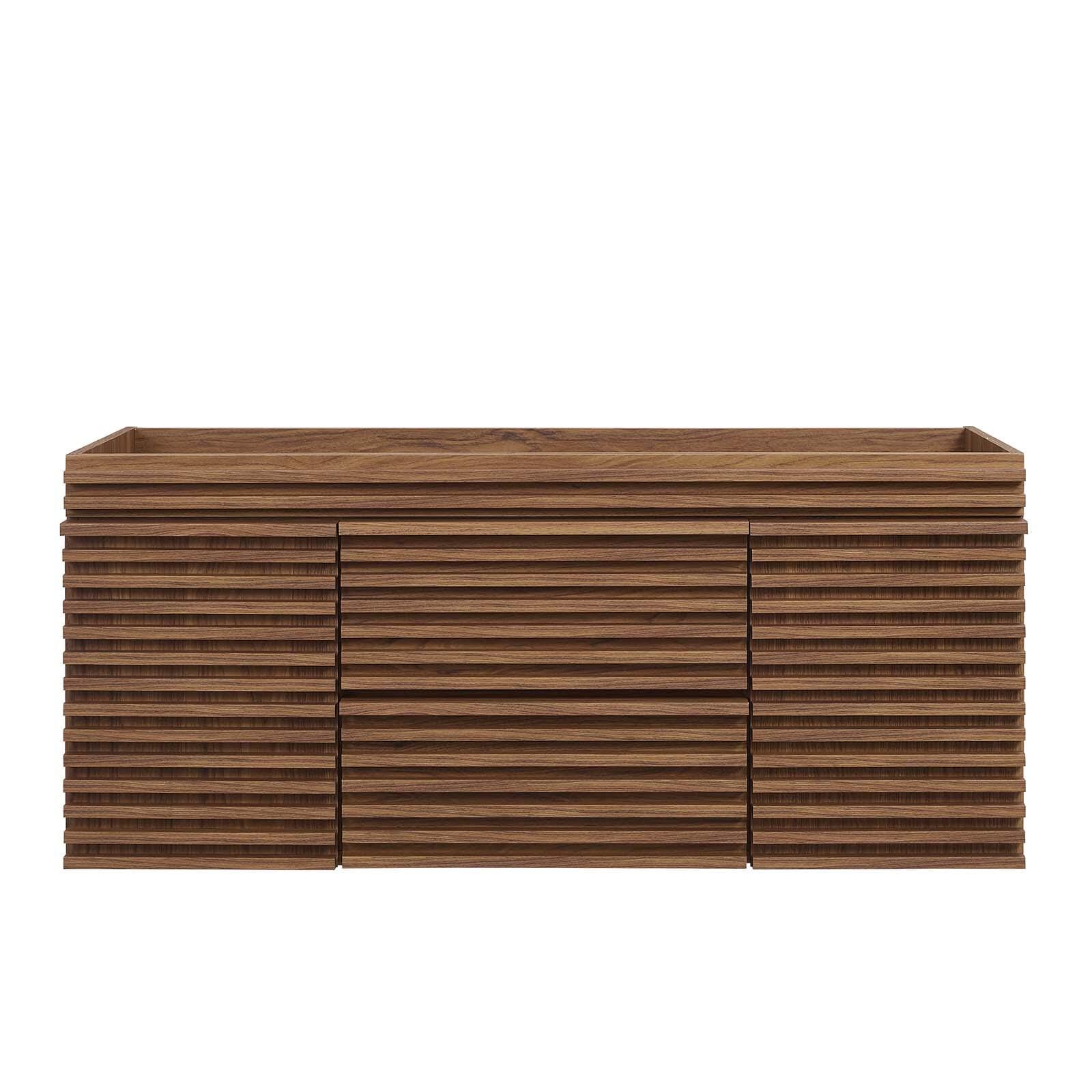 Modway Render 48" Wall-Mount Bathroom Vanity Cabinet, Walnut, large