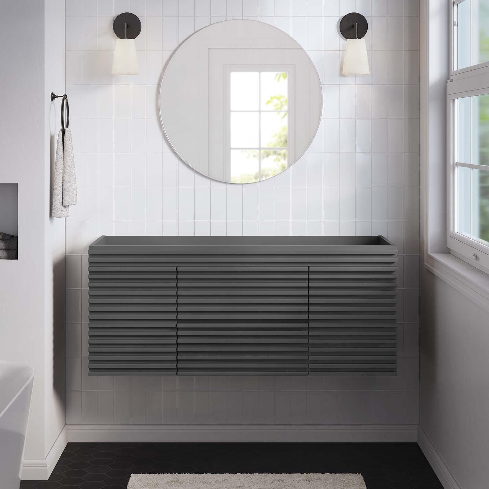 Modway Render 48" Wall-Mount Bathroom Vanity Cabinet, Gray, large