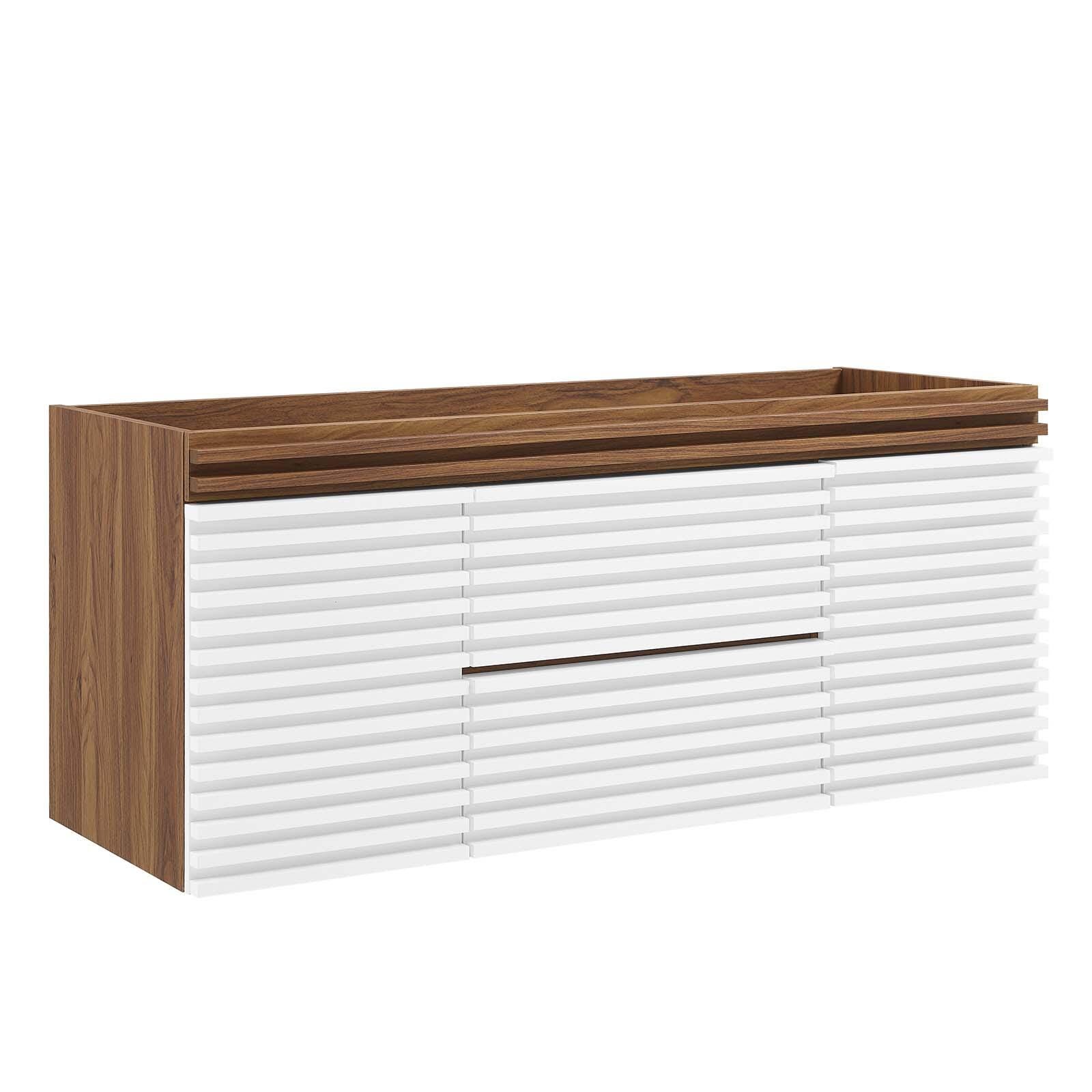 Modway Render 48" Wall-Mount Bathroom Vanity Cabinet, White/Walnut, large