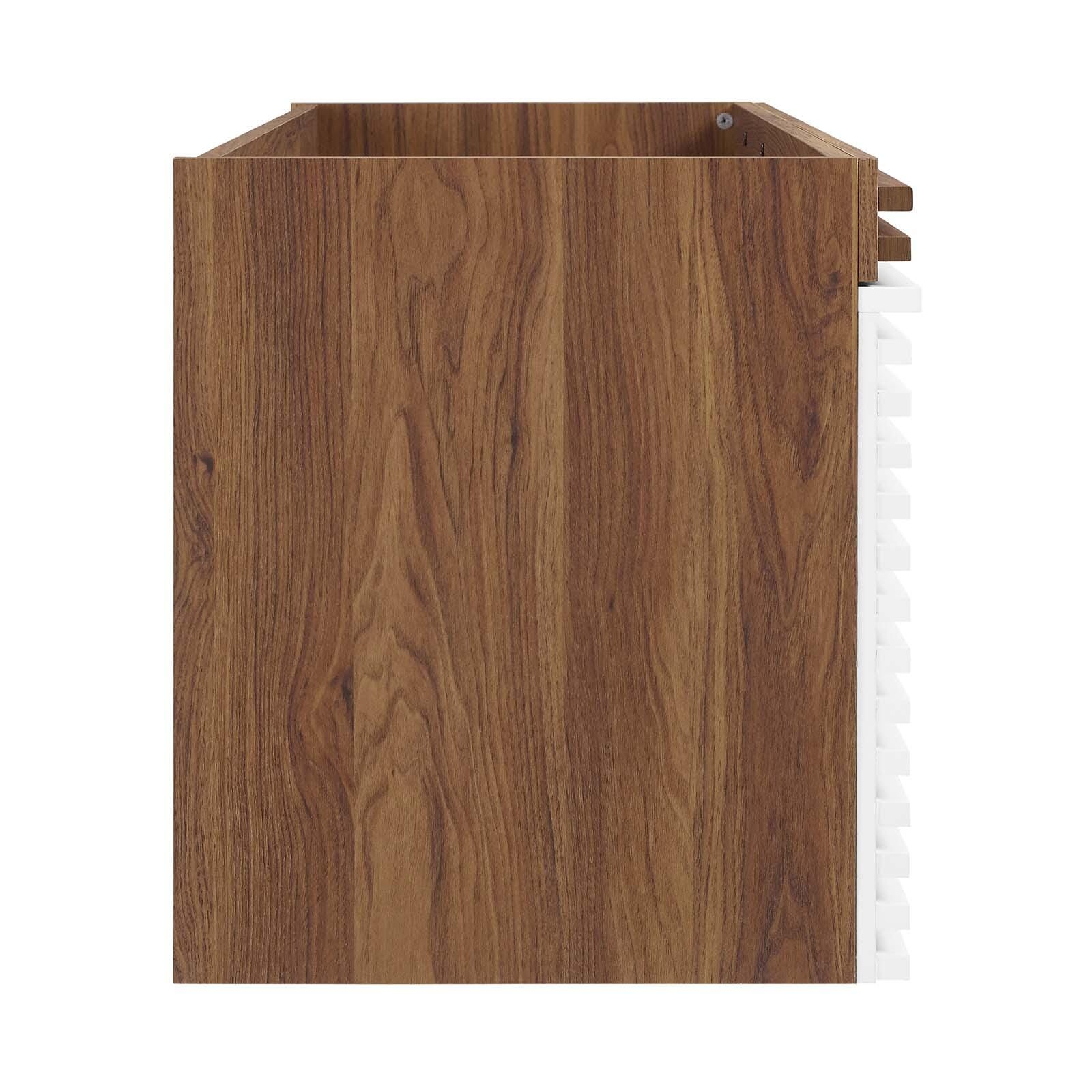 Modway Render 48" Wall-Mount Bathroom Vanity Cabinet, White/Walnut, large