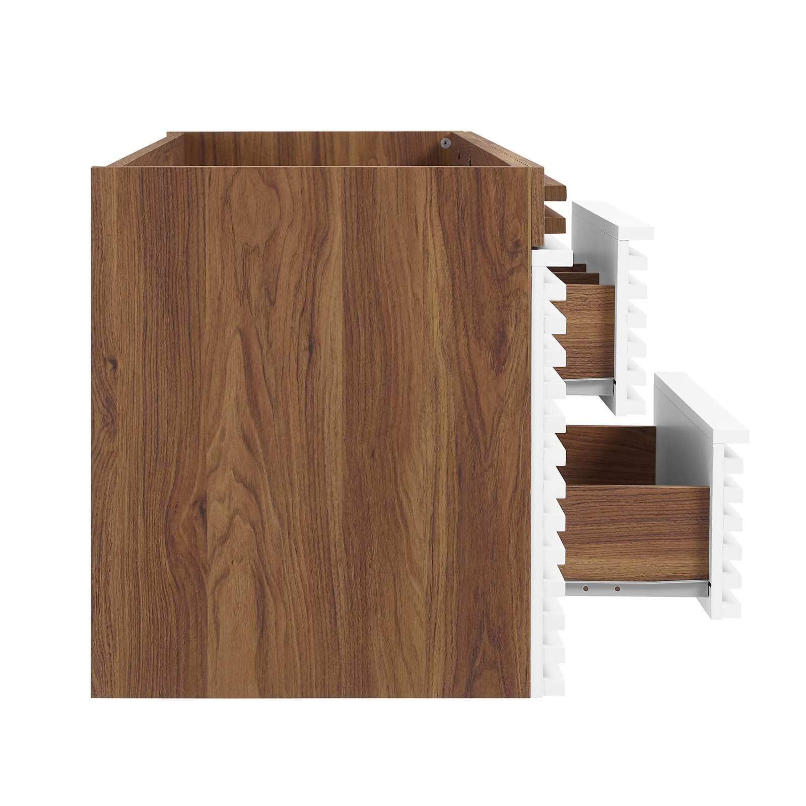Modway Render 48" Wall-Mount Bathroom Vanity Cabinet, White/Walnut, large