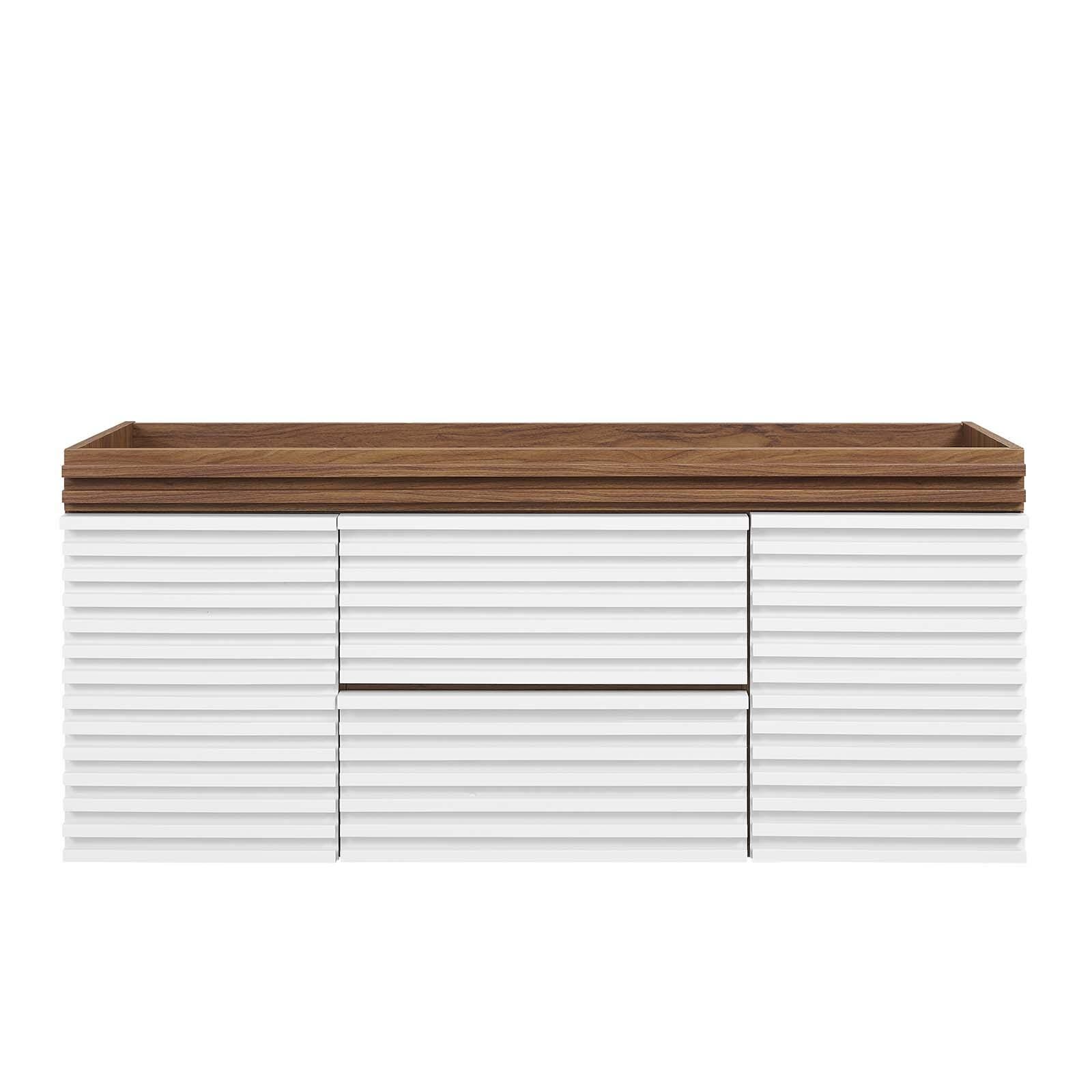 Modway Render 48" Wall-Mount Bathroom Vanity Cabinet, White/Walnut, large