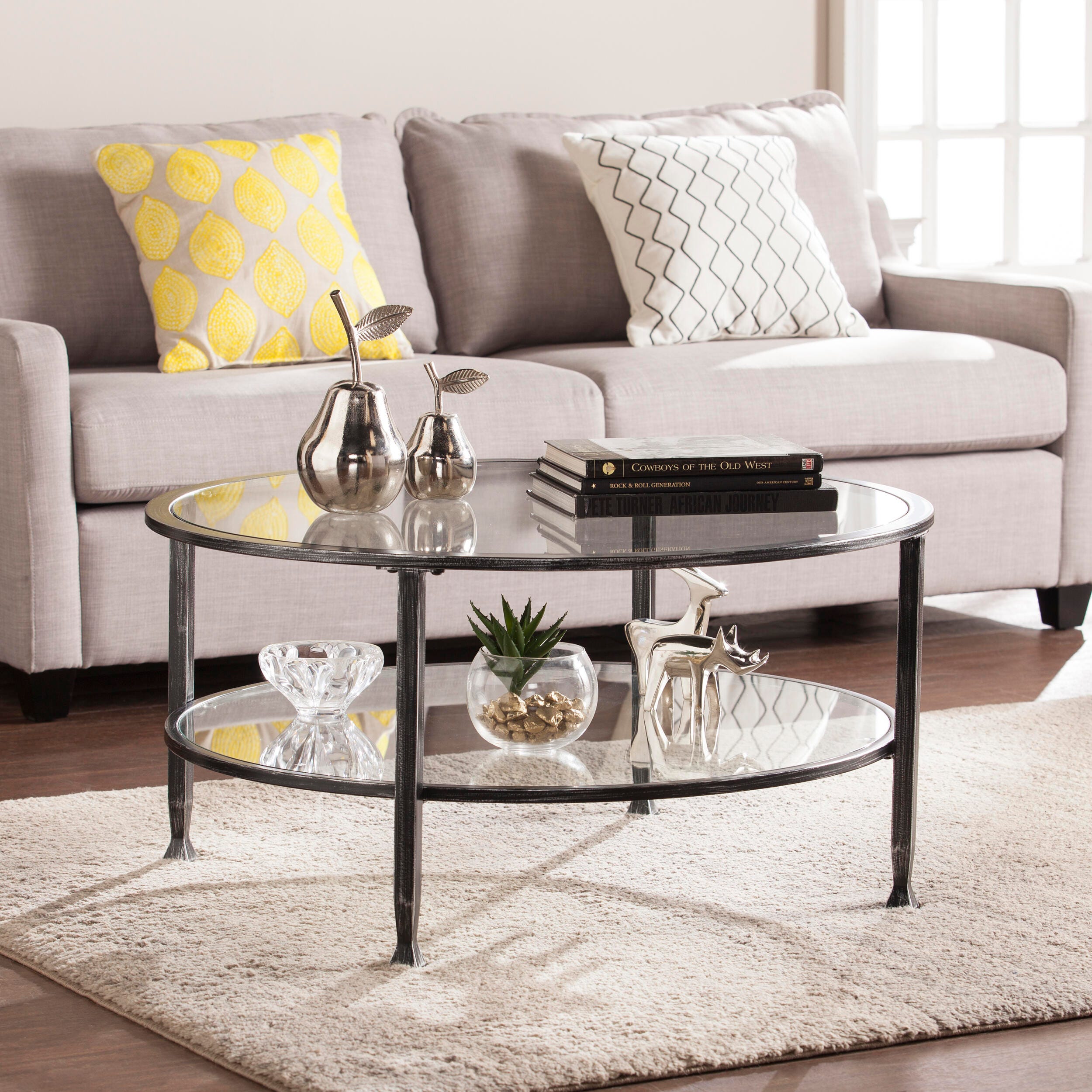 SEI Furniture Renfro Round Cocktail Table, Black, rollover