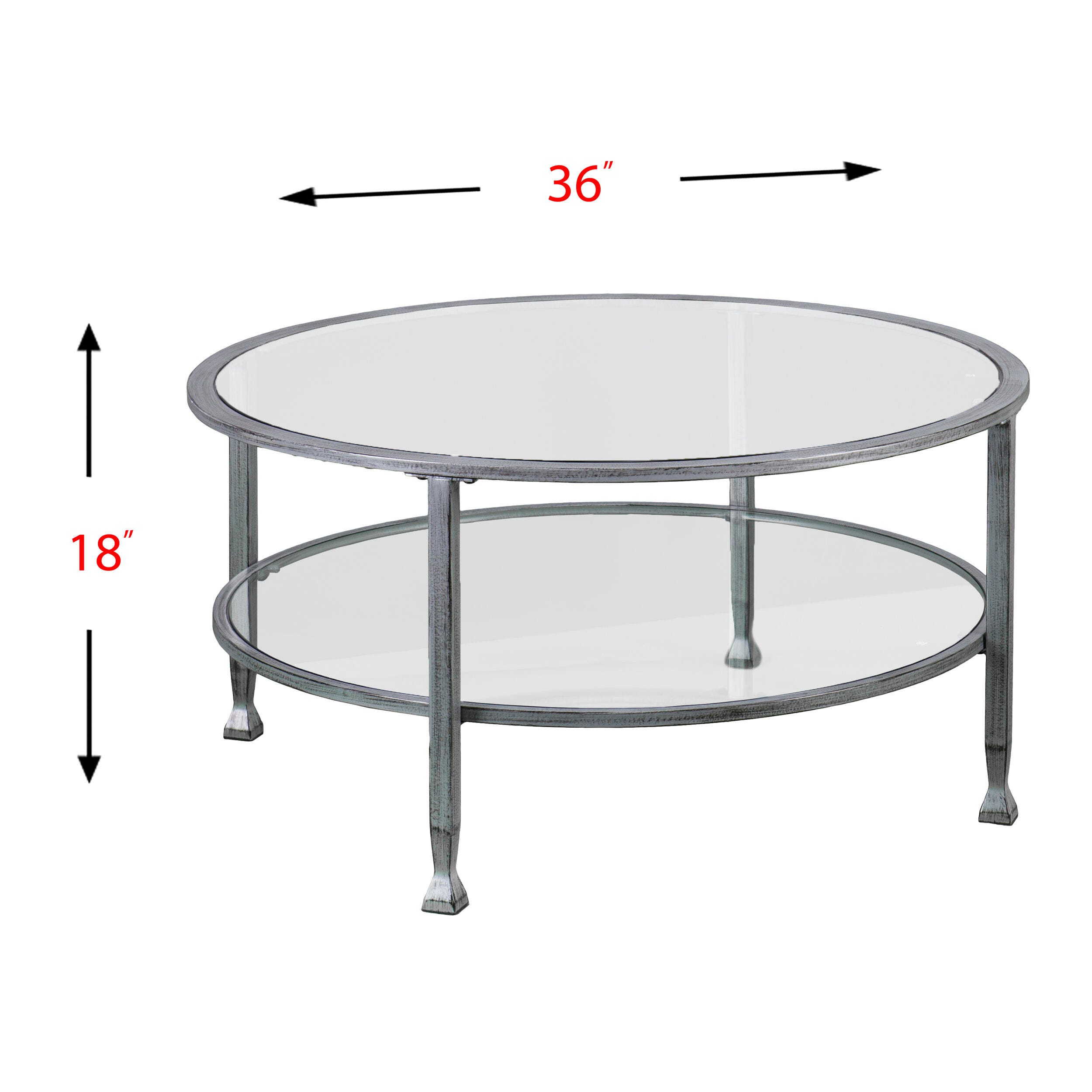 SEI Furniture Renfro Round Cocktail Table, Silver, large