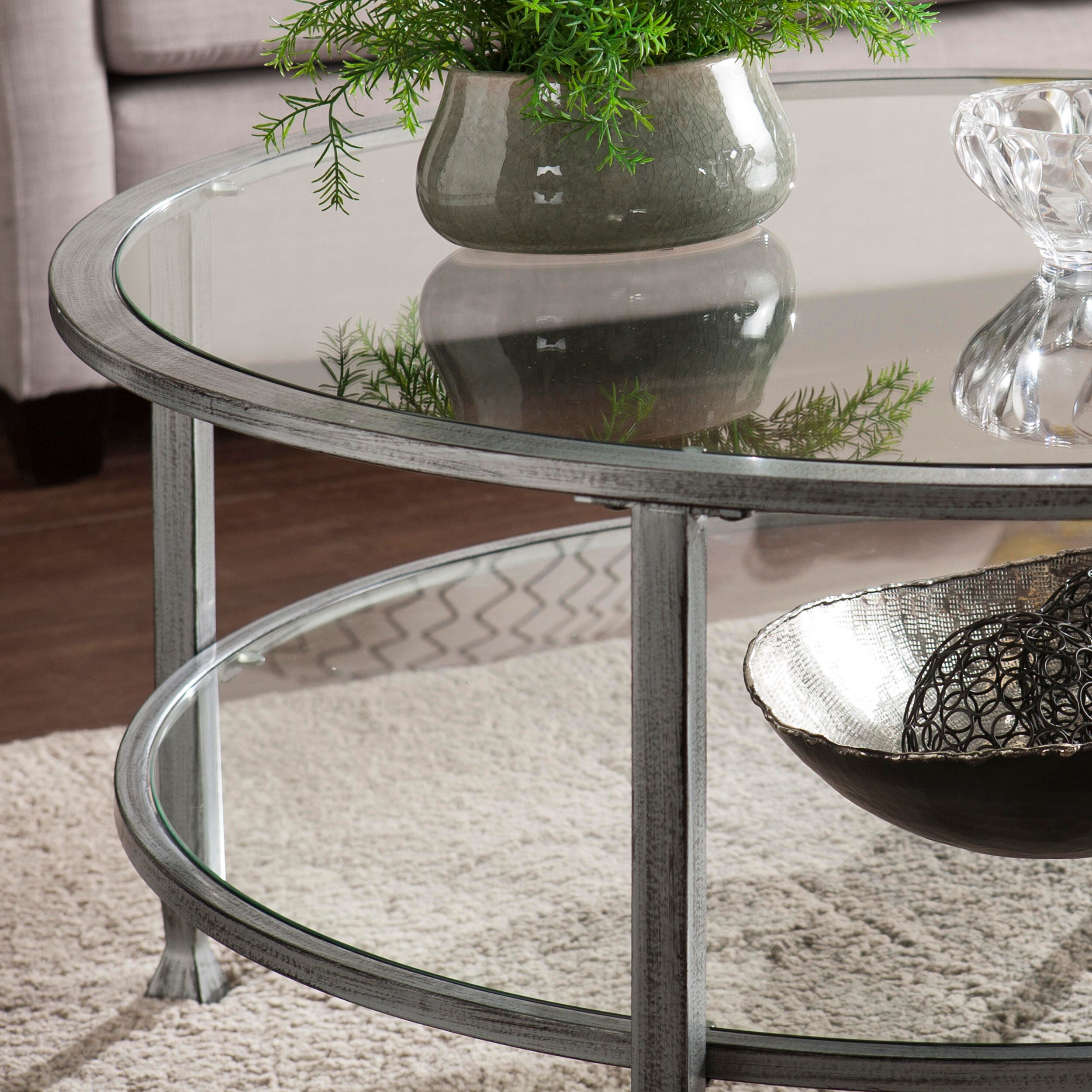 SEI Furniture Renfro Round Cocktail Table, Silver, large