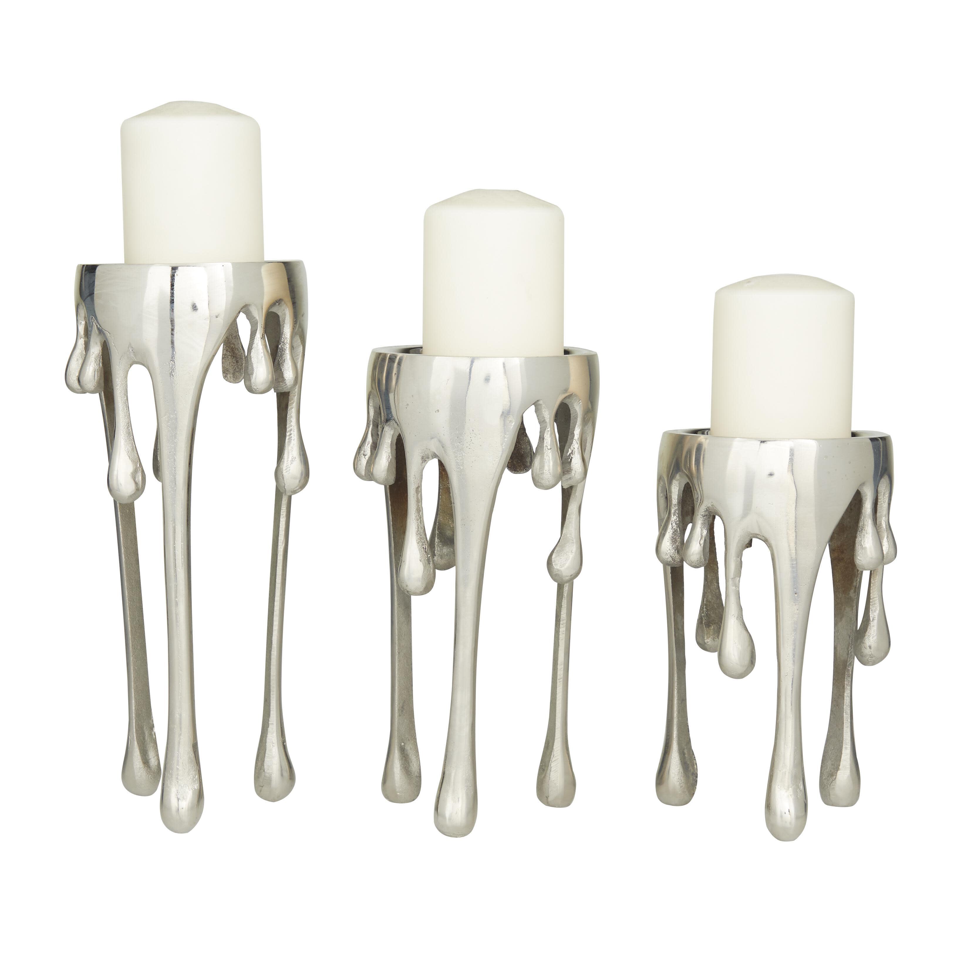 CosmoLiving by Cosmopolitan Decorative Melting Drip Candle Holder Set, , large