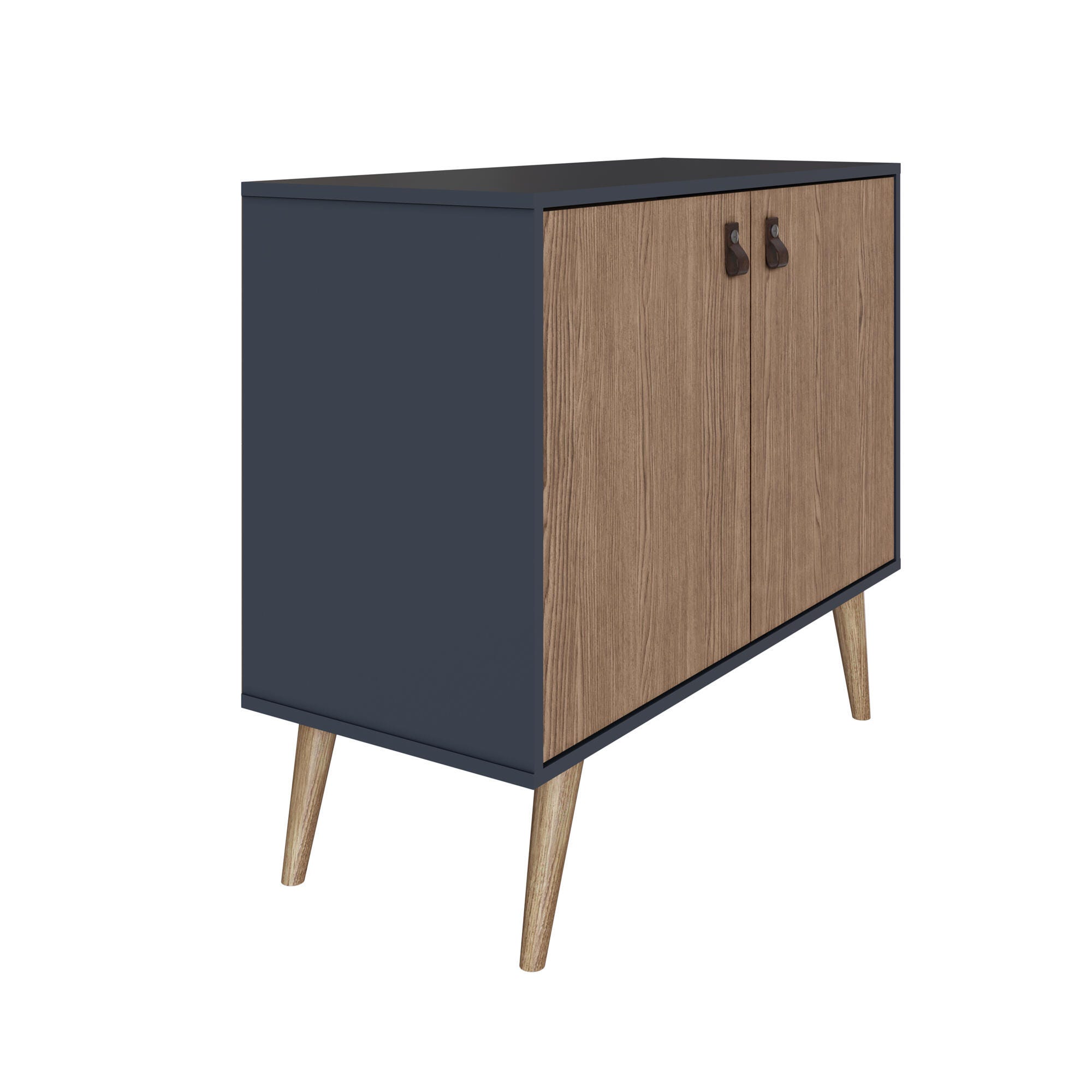 Manhattan Comfort Amber 32.8" 2 Shelves Accent Cabinet, Blue/Natural, large