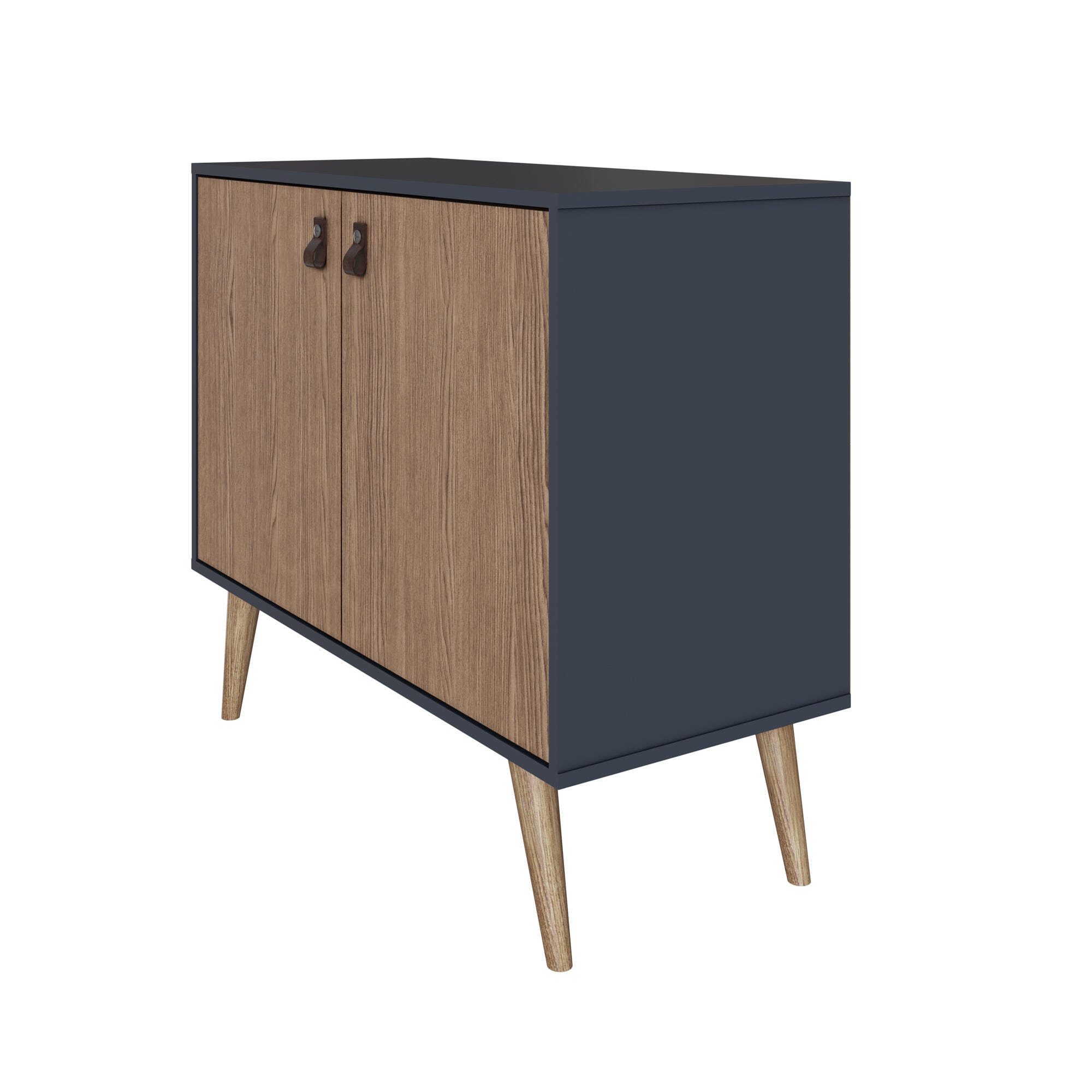 Manhattan Comfort Amber 32.8" 2 Shelves Accent Cabinet, Blue/Natural, large