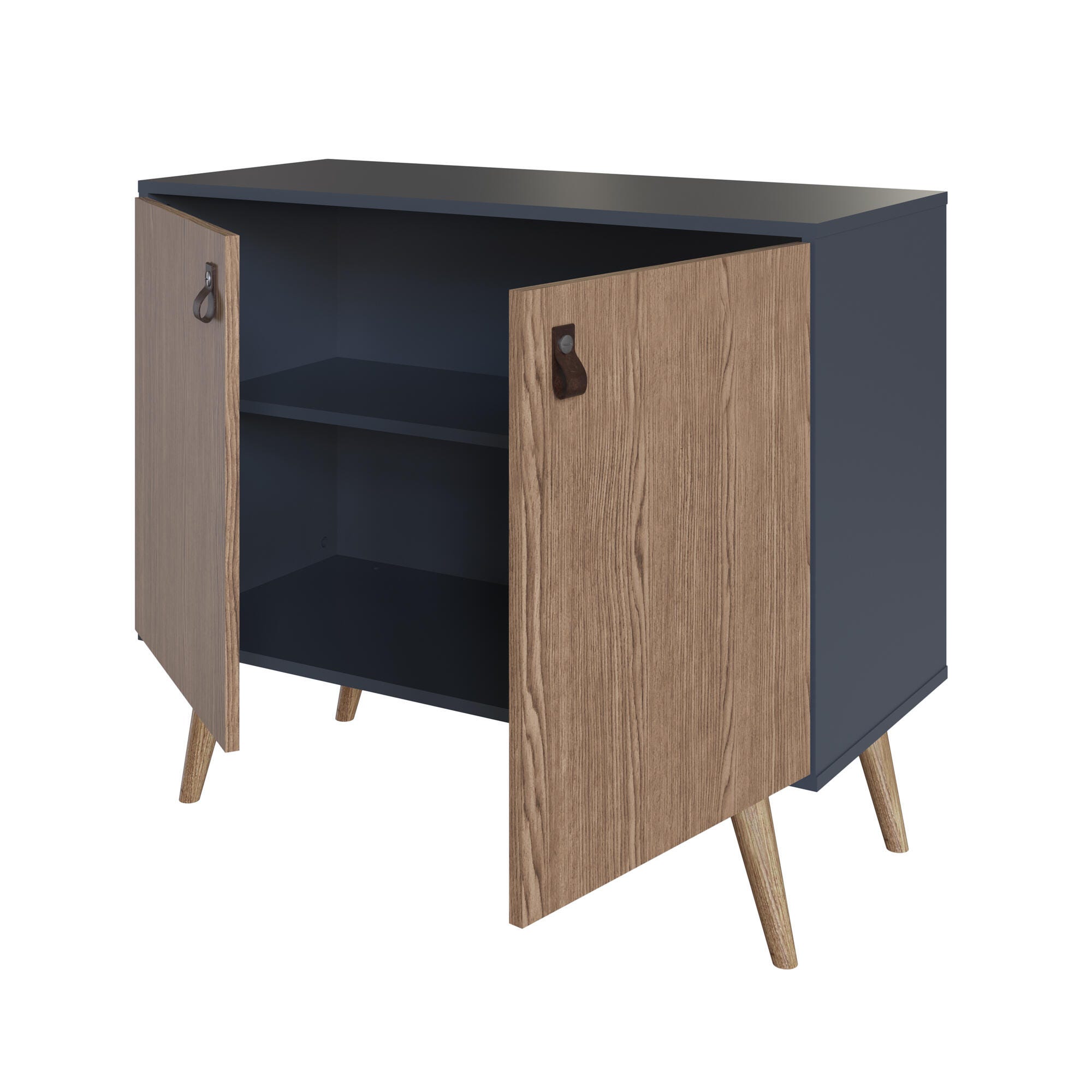 Manhattan Comfort Amber 32.8" 2 Shelves Accent Cabinet, Blue/Natural, large