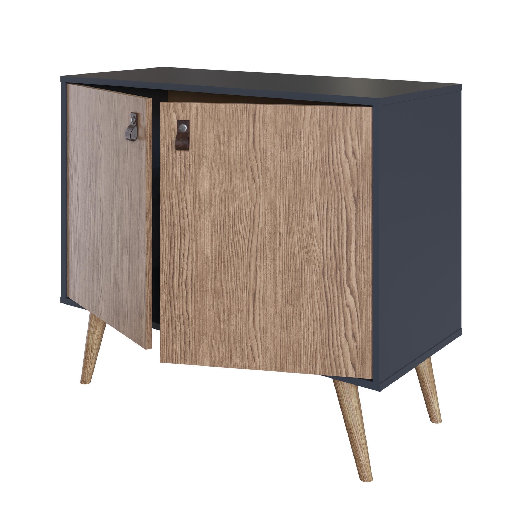 Manhattan Comfort Amber 32.8" 2 Shelves Accent Cabinet, Blue/Natural, large