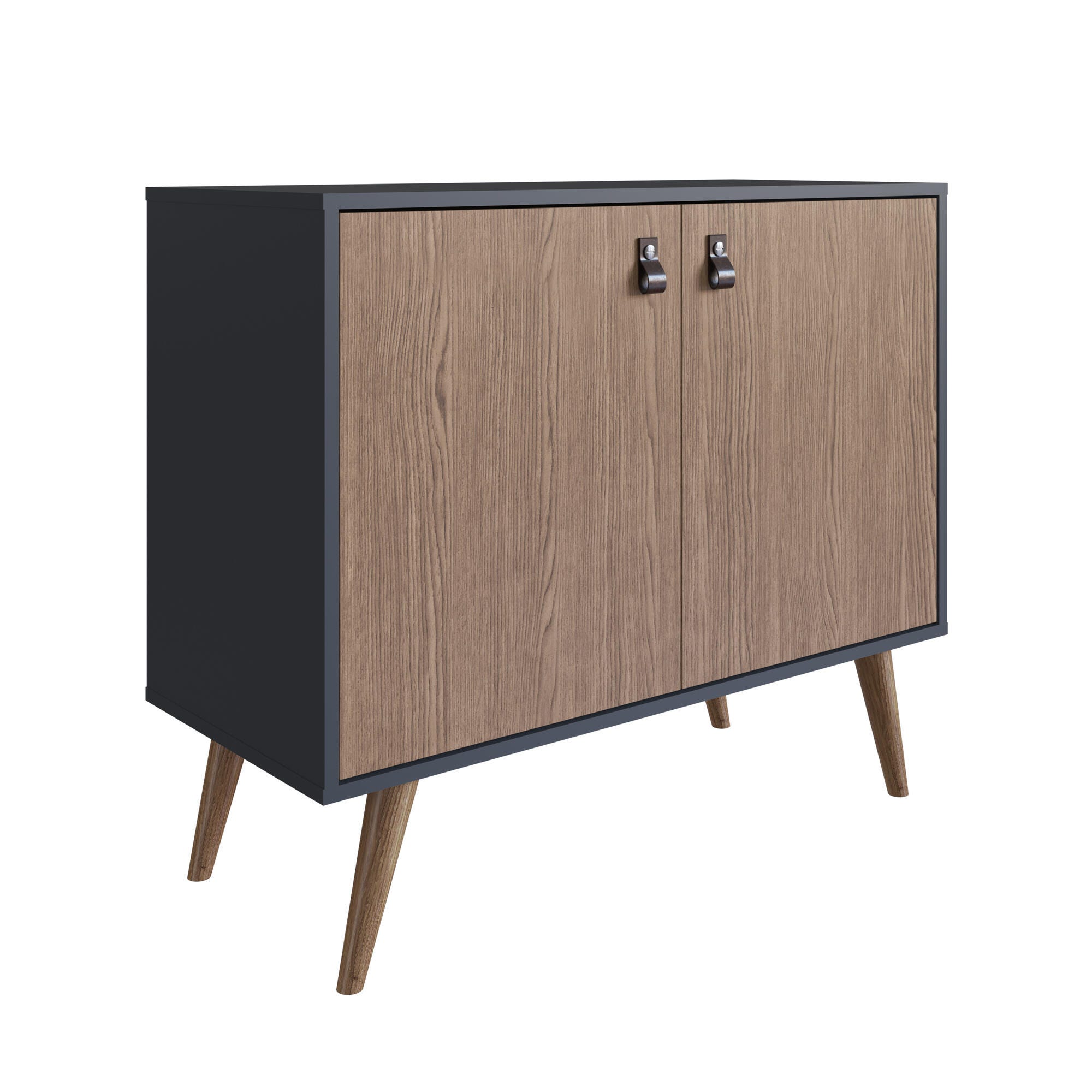 Manhattan Comfort Amber 32.8" 2 Shelves Accent Cabinet, Blue/Natural, large