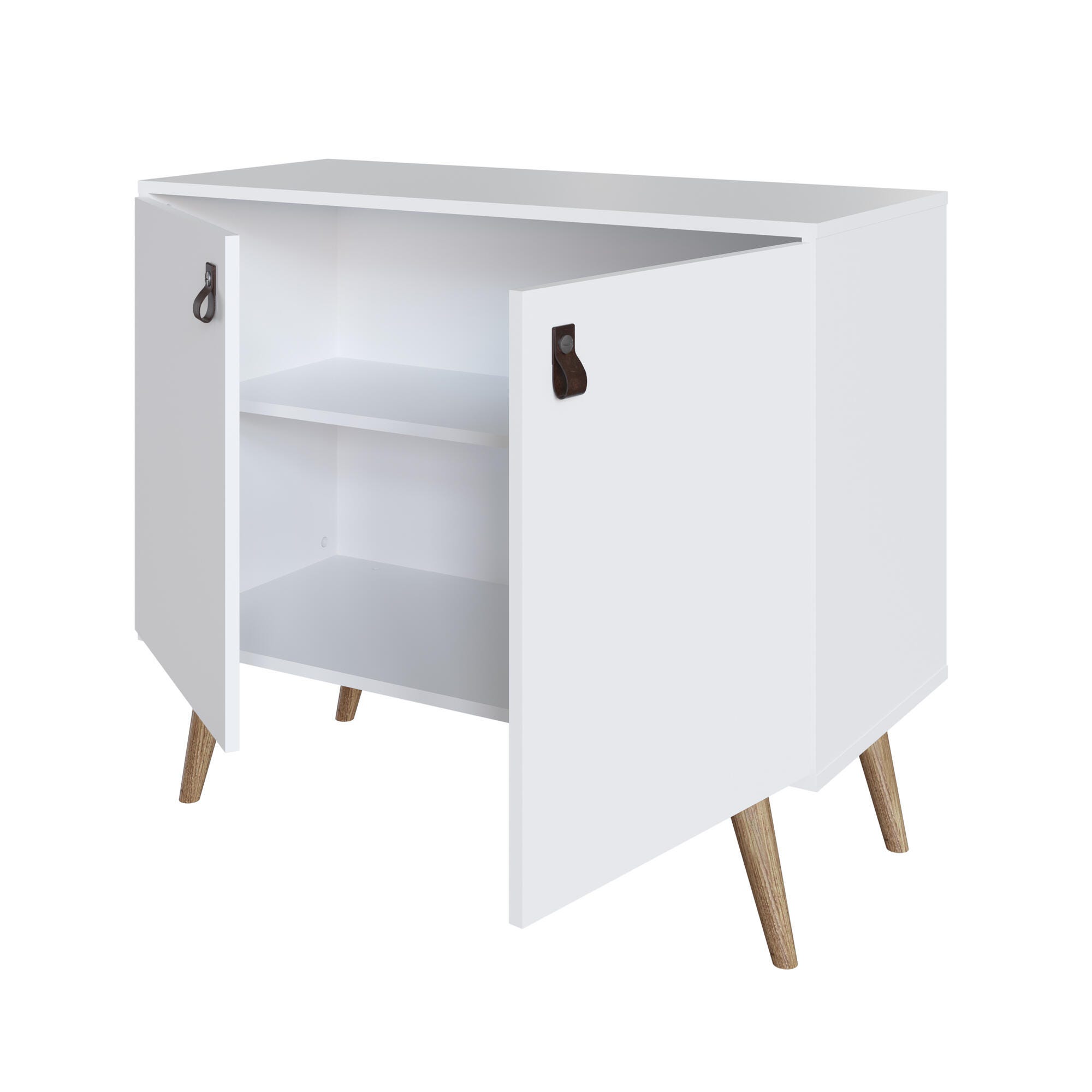 Manhattan Comfort Amber 32.8" 2 Shelves Accent Cabinet, White, large