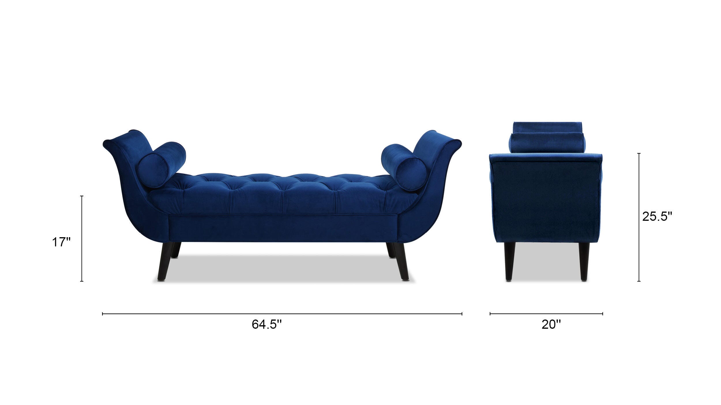 Jennifer Taylor Home Alma Tufted Flared Arm Entryway Bench, Navy Blue, large