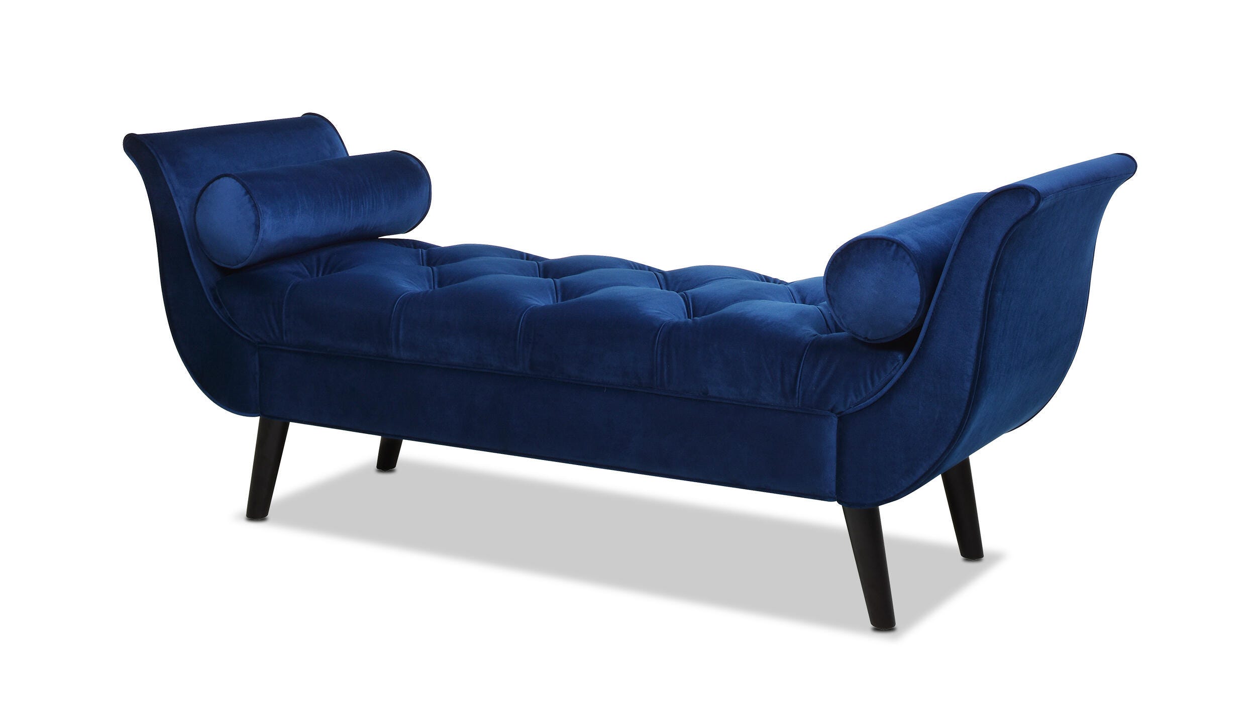 Jennifer Taylor Home Alma Tufted Flared Arm Entryway Bench, Navy Blue, large