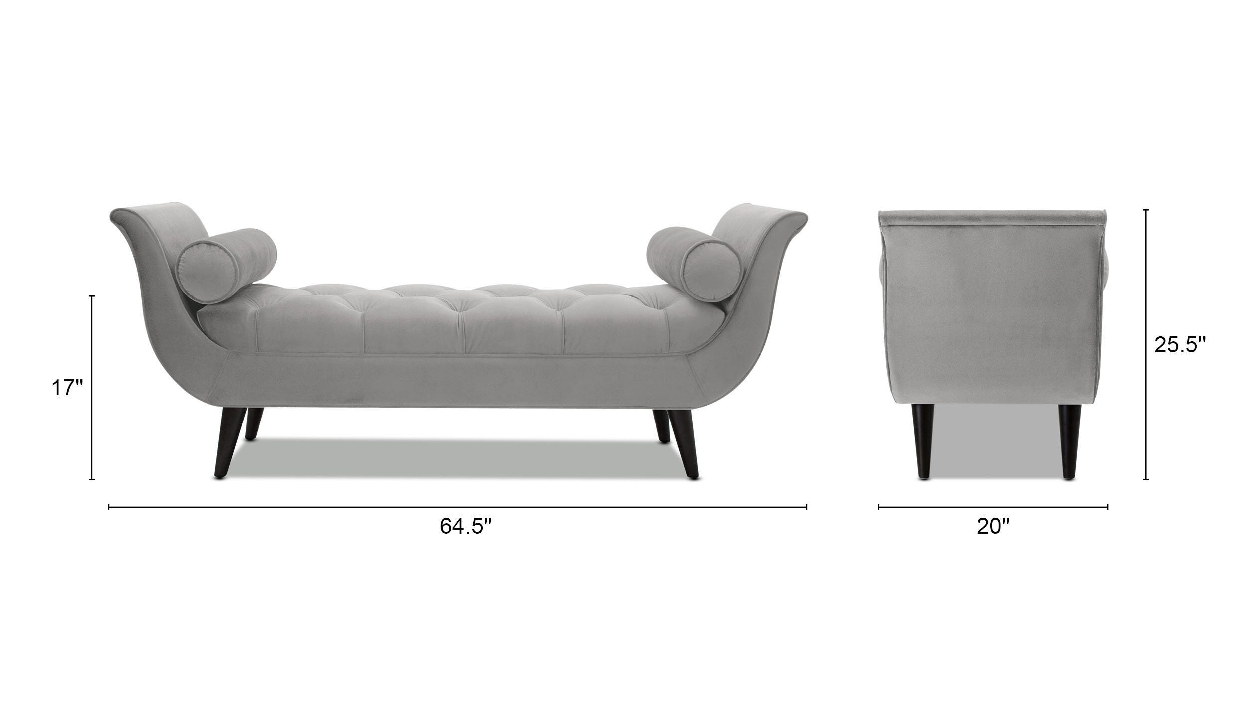 Jennifer Taylor Home Alma Tufted Flared Arm Entryway Bench, Opal Gray, large