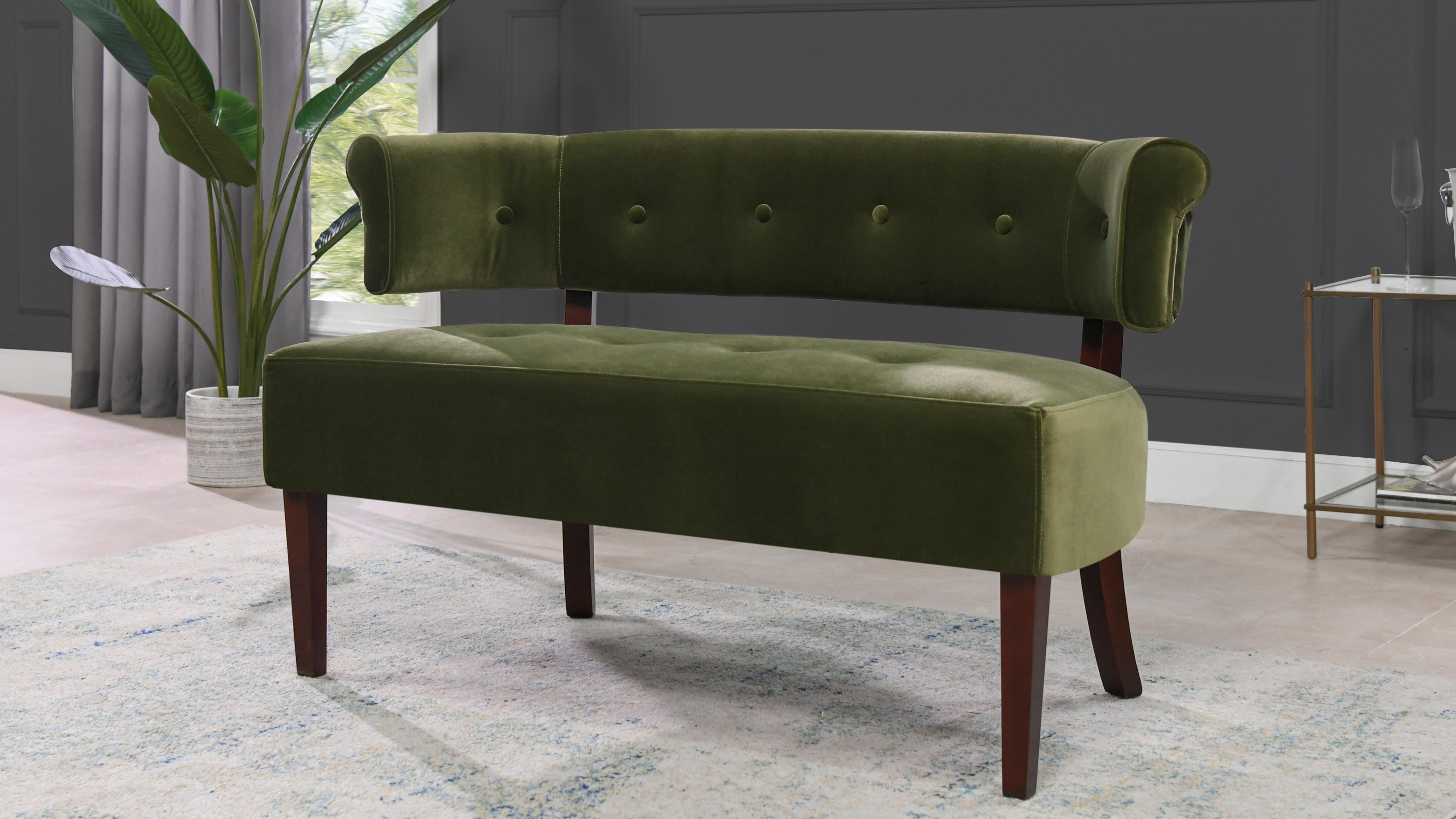 Jennifer Taylor Home Jared Roll Arm Tufted Bench, , large