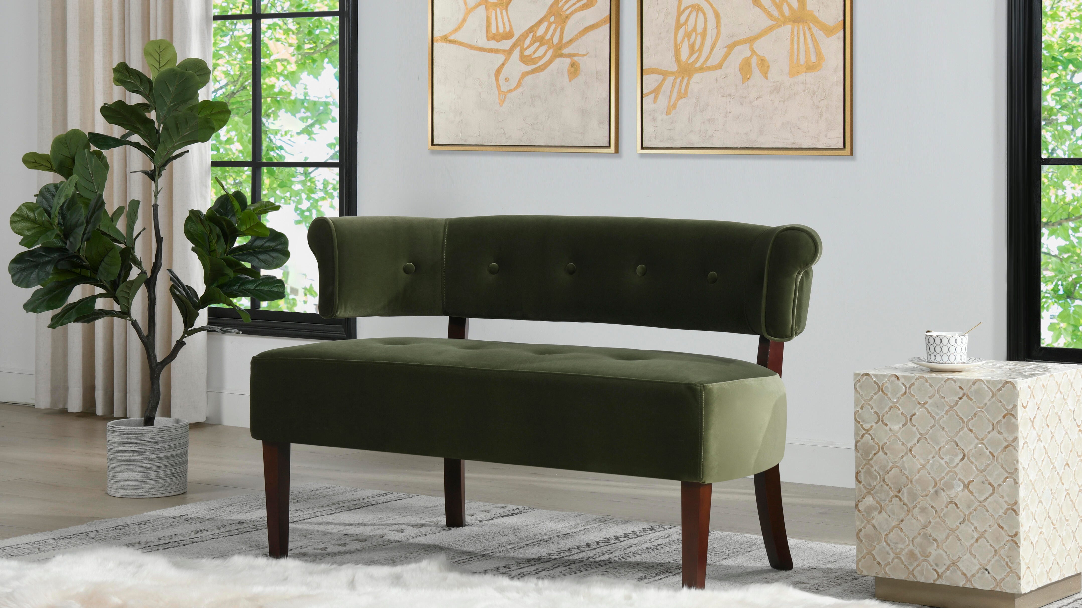 Jennifer Taylor Home Jared Roll Arm Tufted Bench, , large