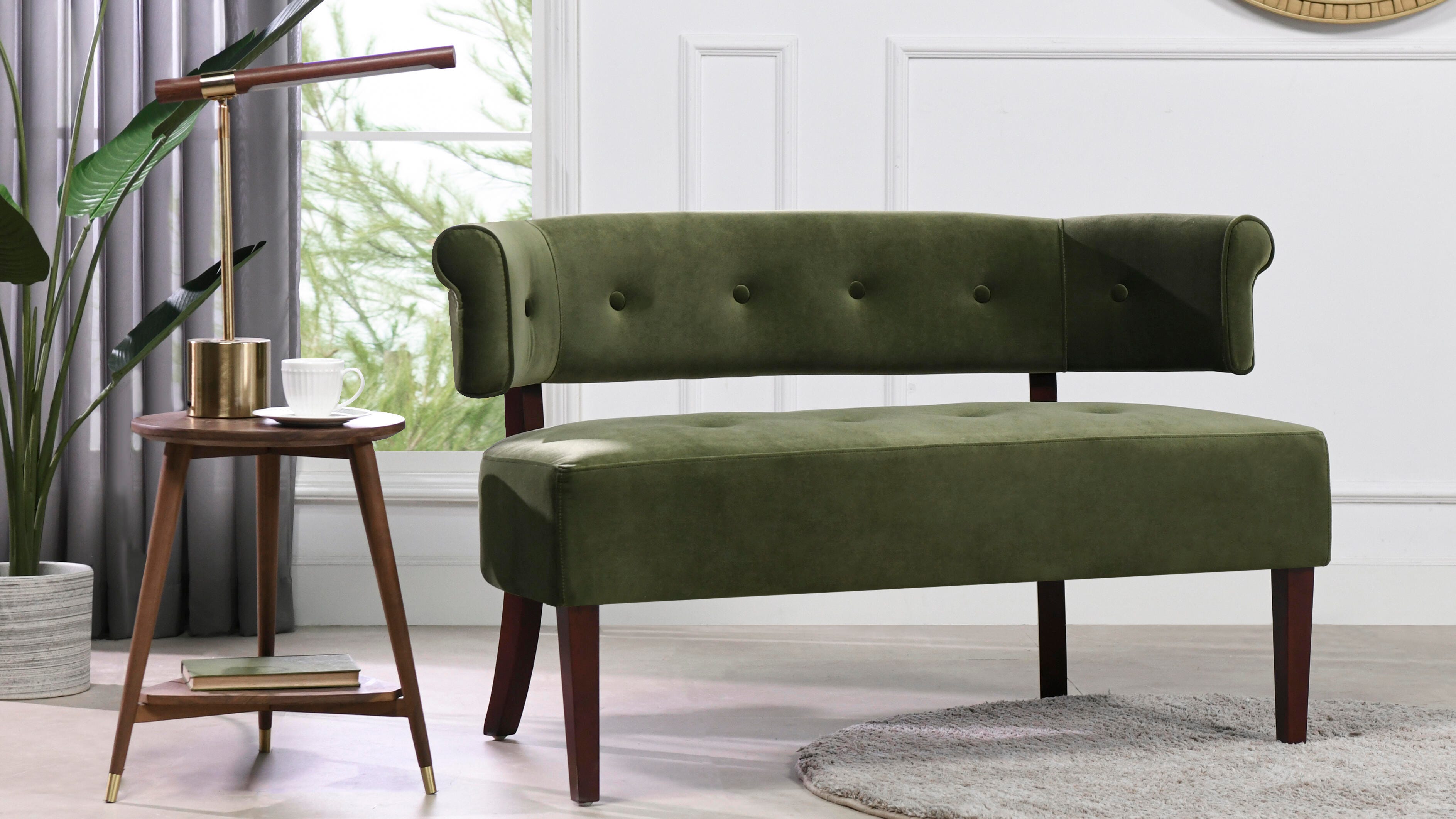 Jennifer Taylor Home Jared Roll Arm Tufted Bench, , large