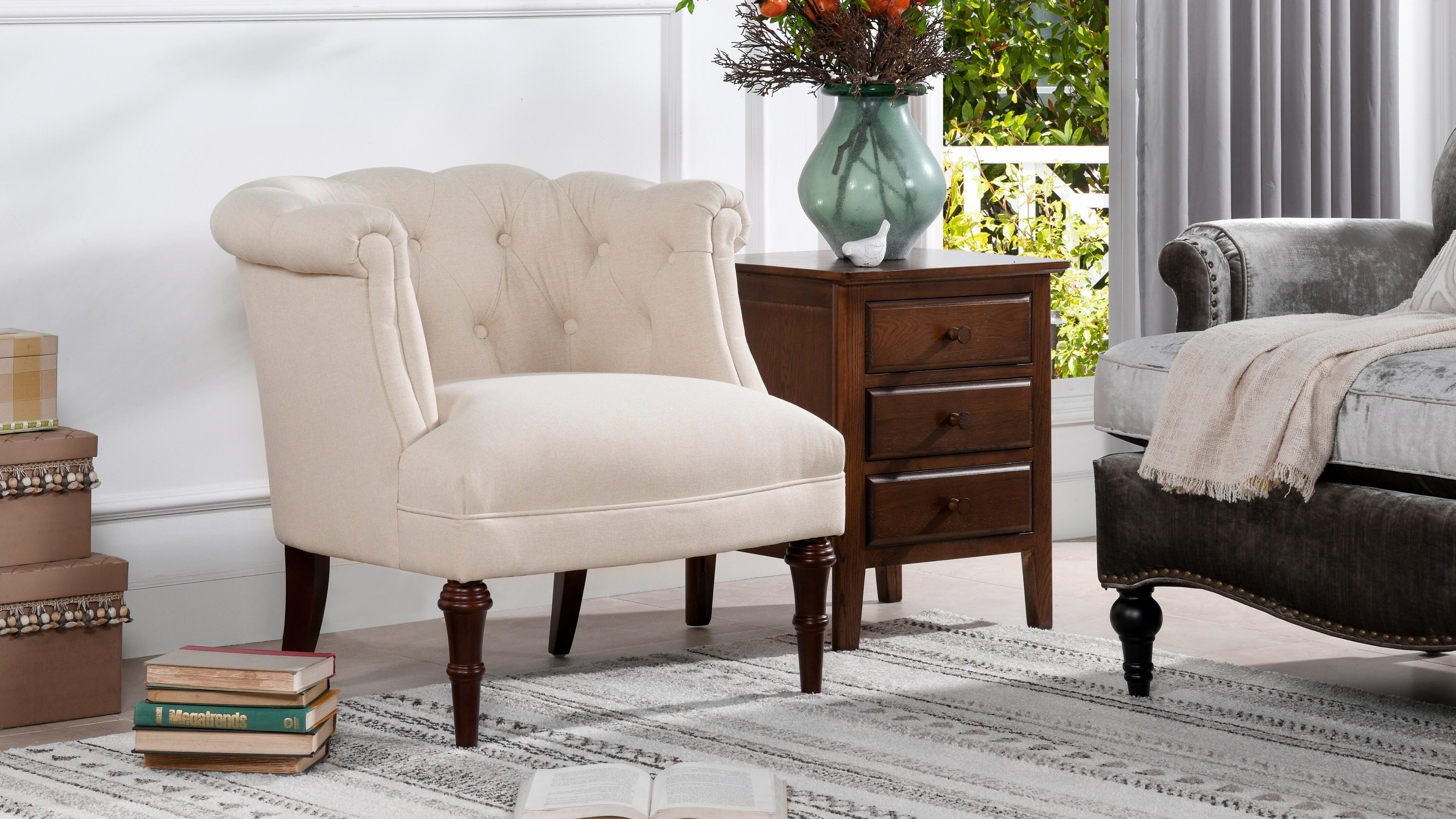 Jennifer Taylor Home Katherine Katherine Tufted Accent Chair, Sky Neutral Beige, large
