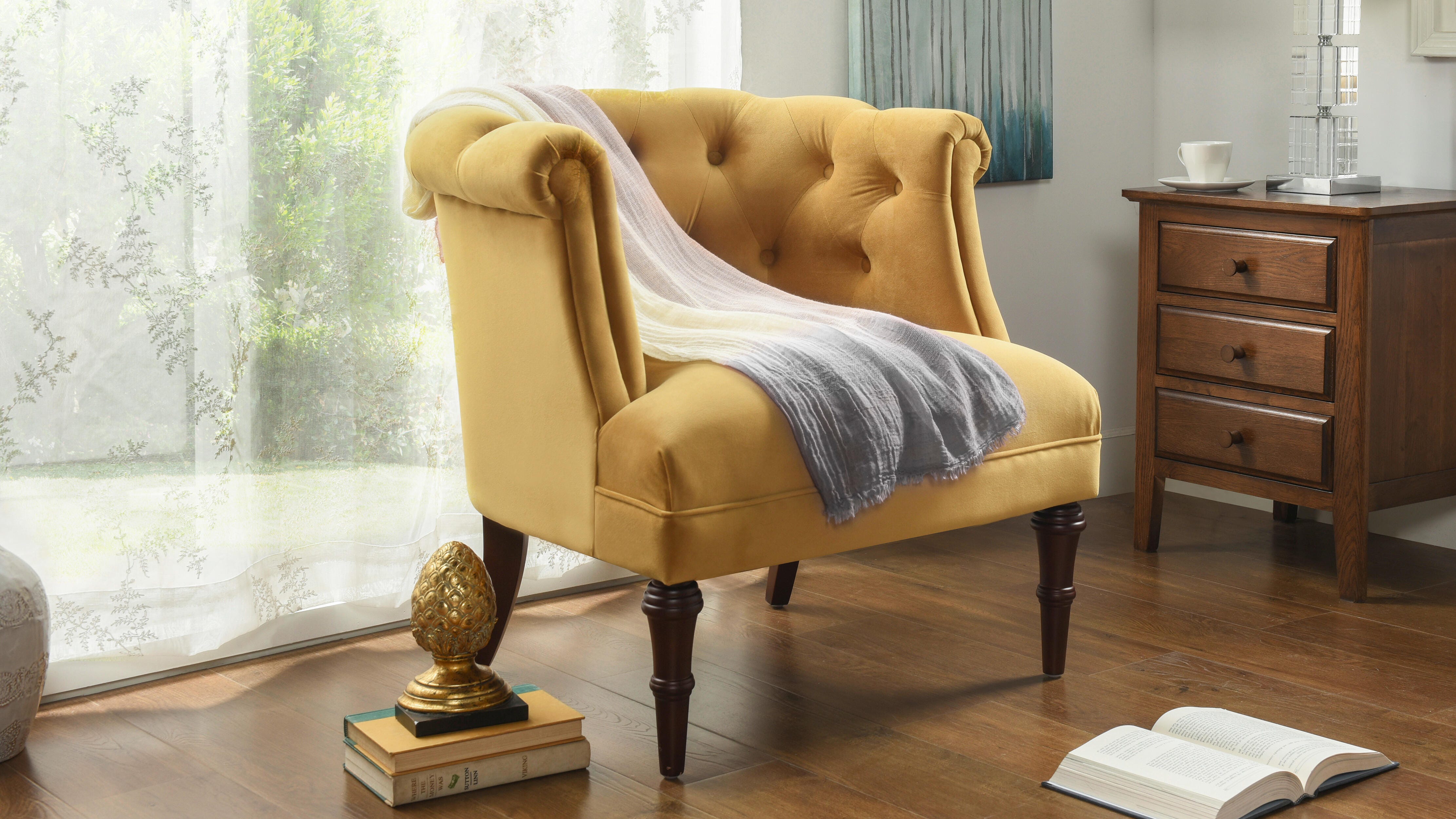 Jennifer Taylor Home Katherine Katherine Tufted Accent Chair, Gold, large