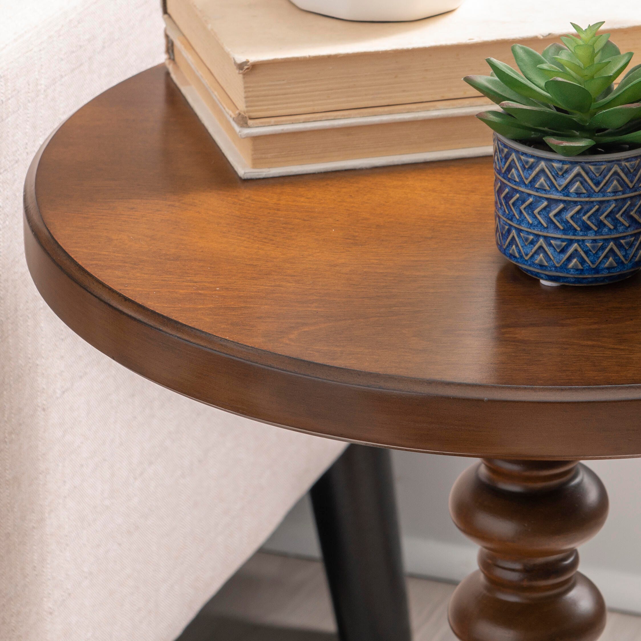 Linon Elina Side Table, Hazelnut, large