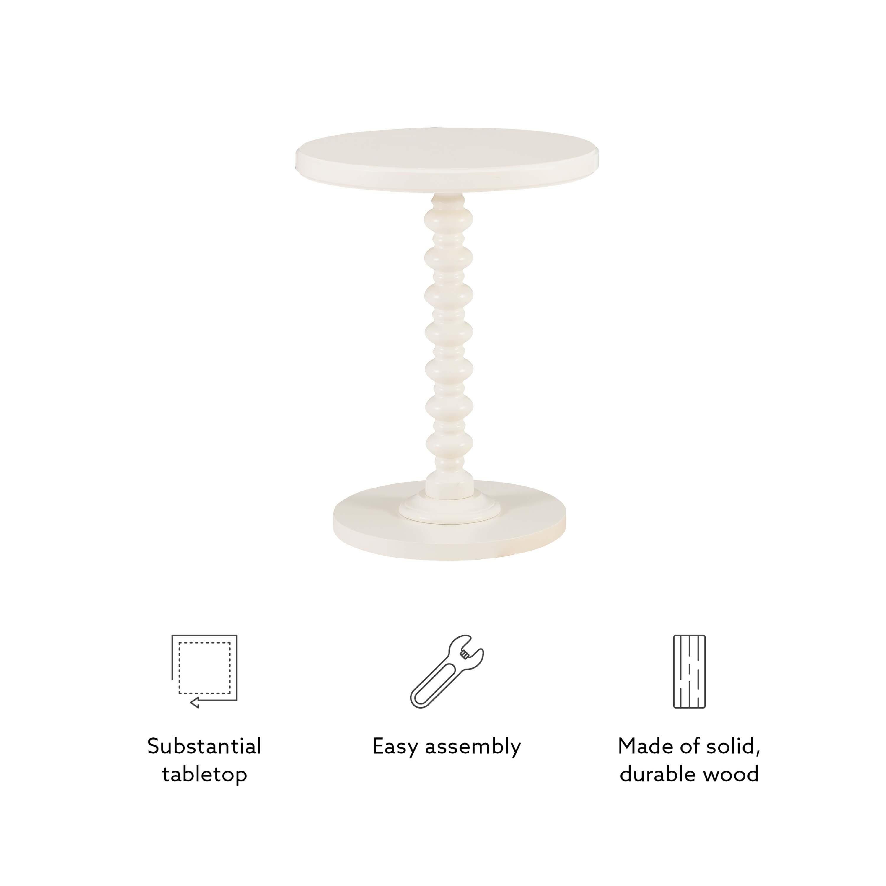 Linon Elina Side Table, Off White, large