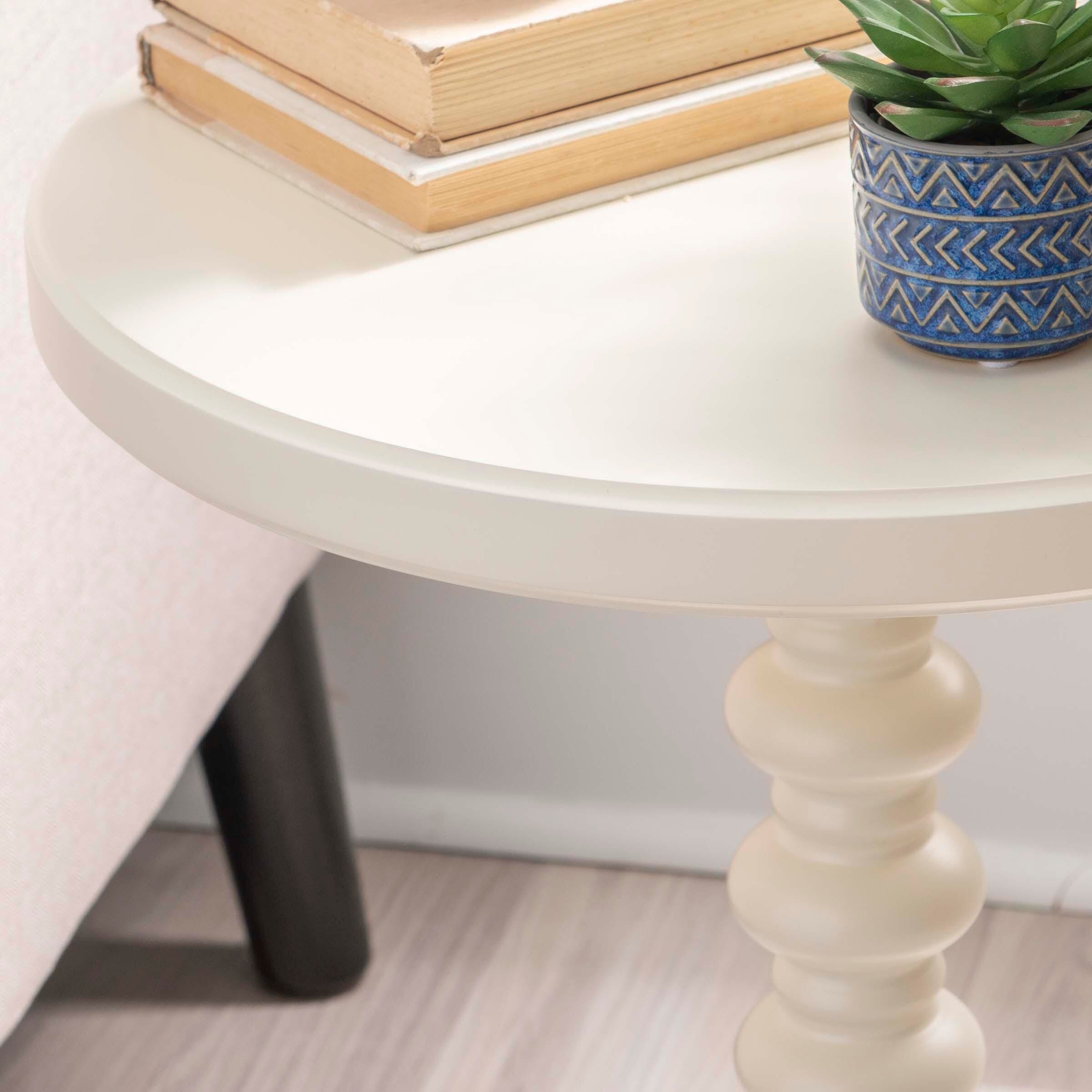 Linon Elina Side Table, Off White, large