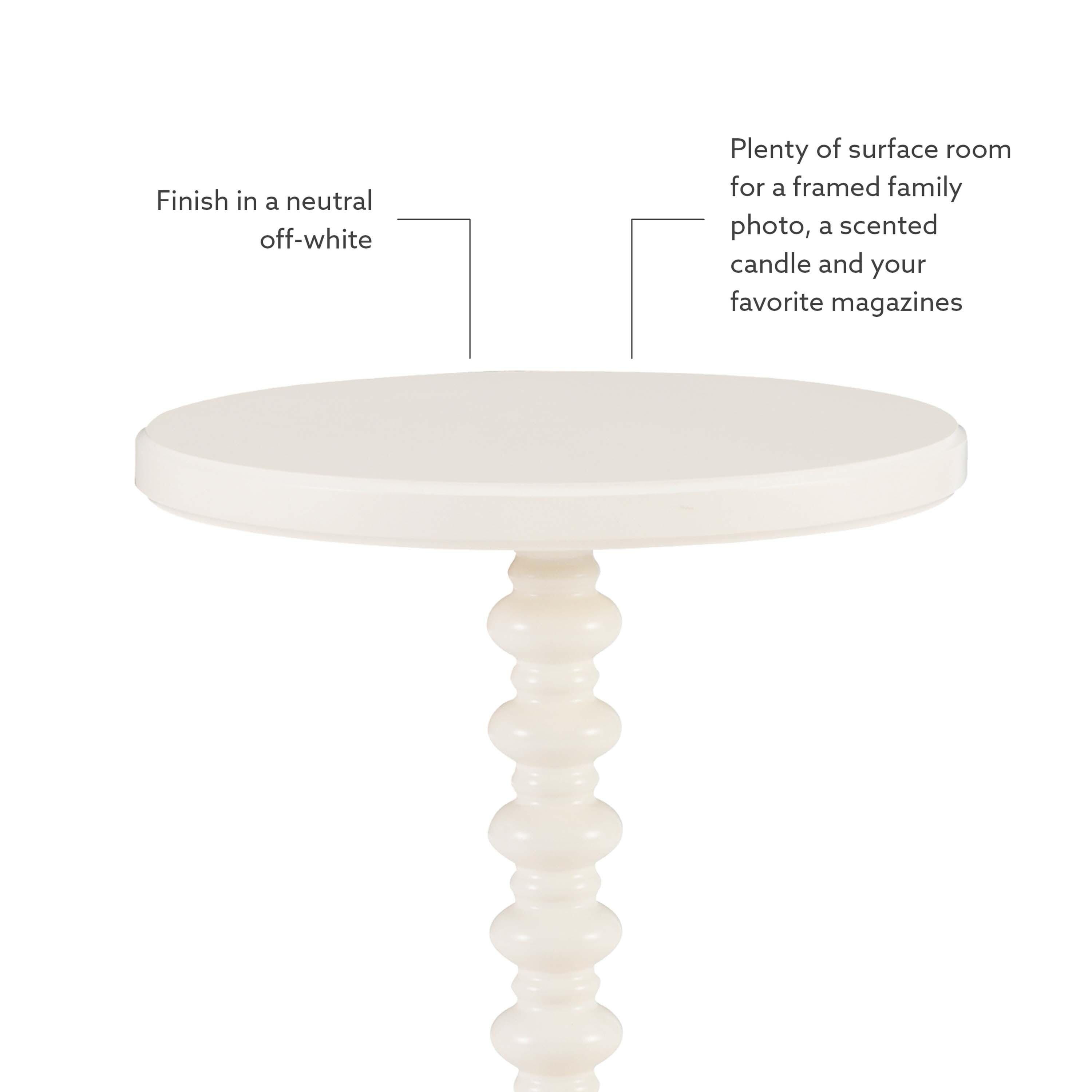 Linon Elina Side Table, Off White, large
