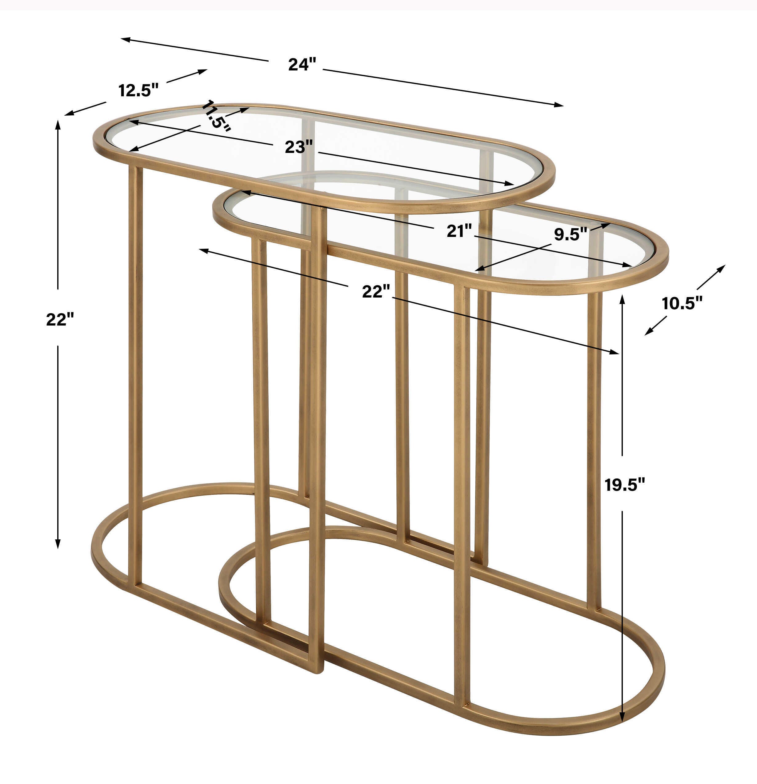 Exalted Living Nesting Accent Table, Gold, large
