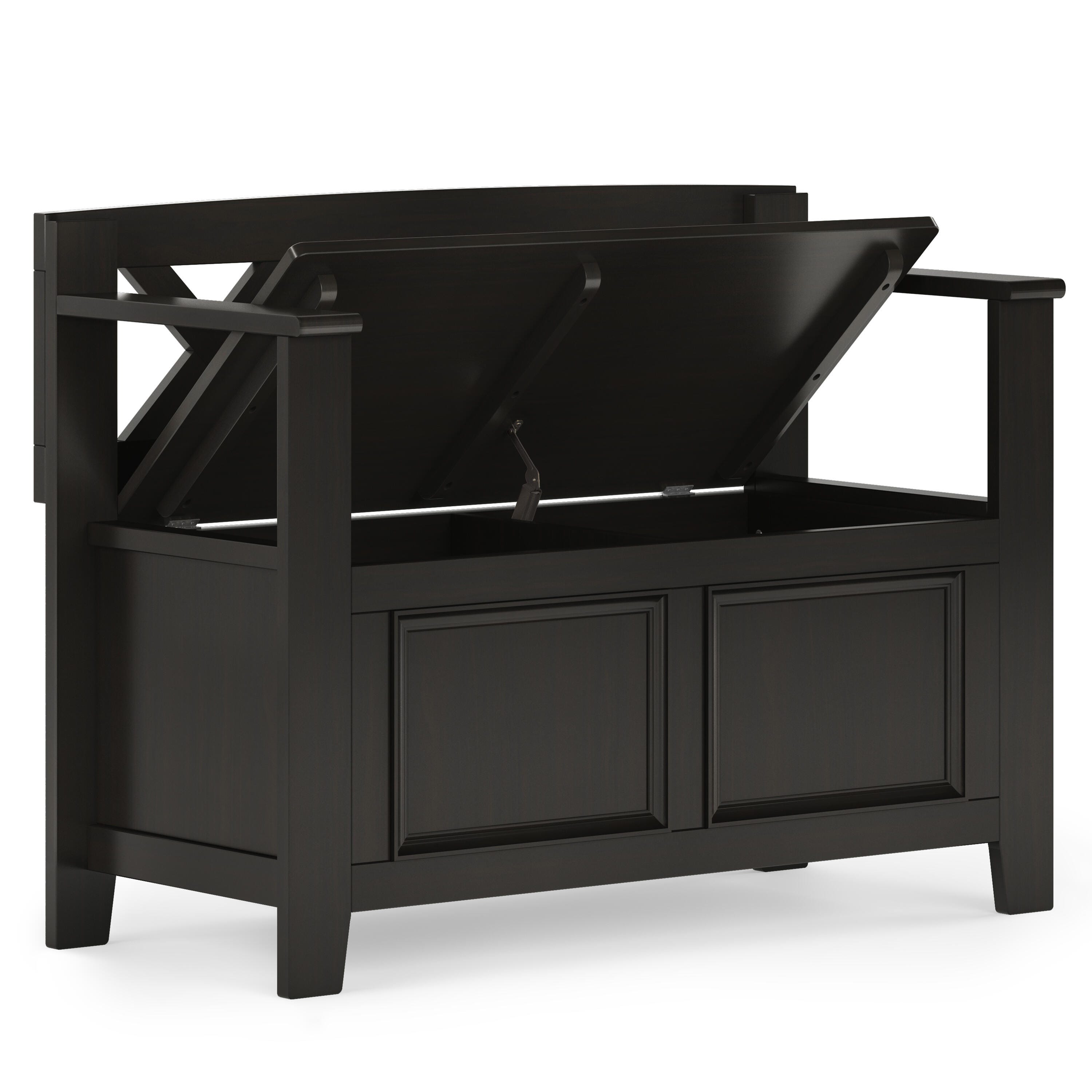 Simpli Home Amherst Small Entryway Storage Bench, Hickory Brown, large