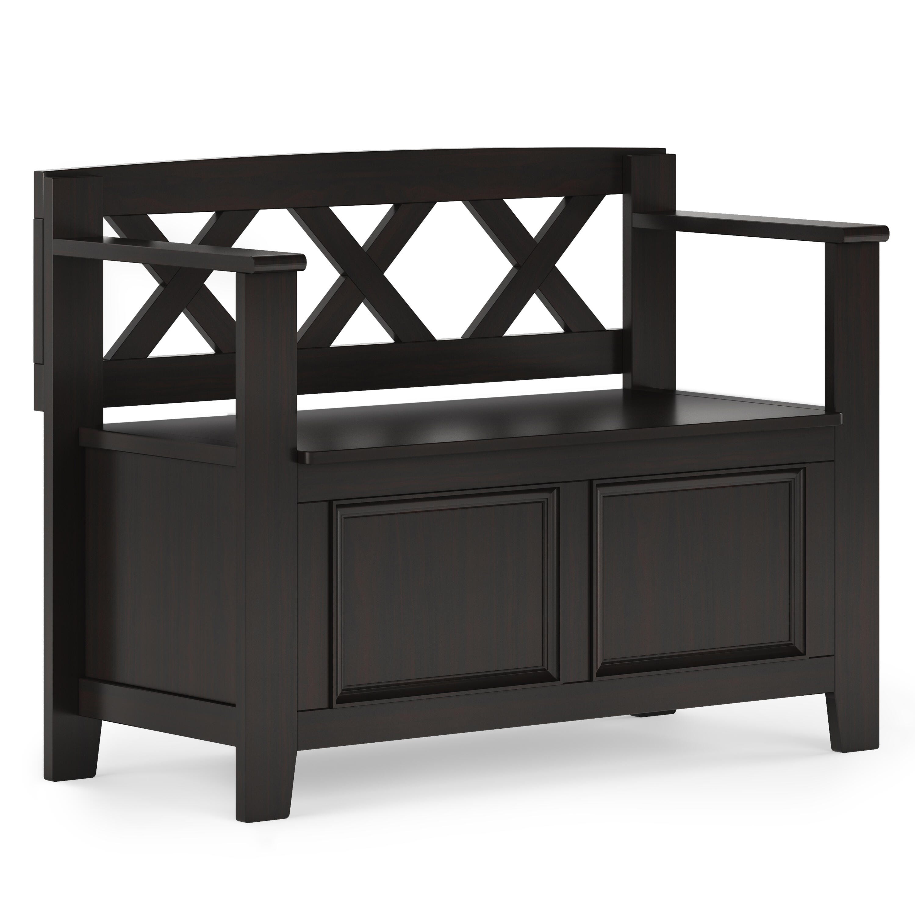 Simpli Home Amherst Small Entryway Storage Bench, Hickory Brown, large