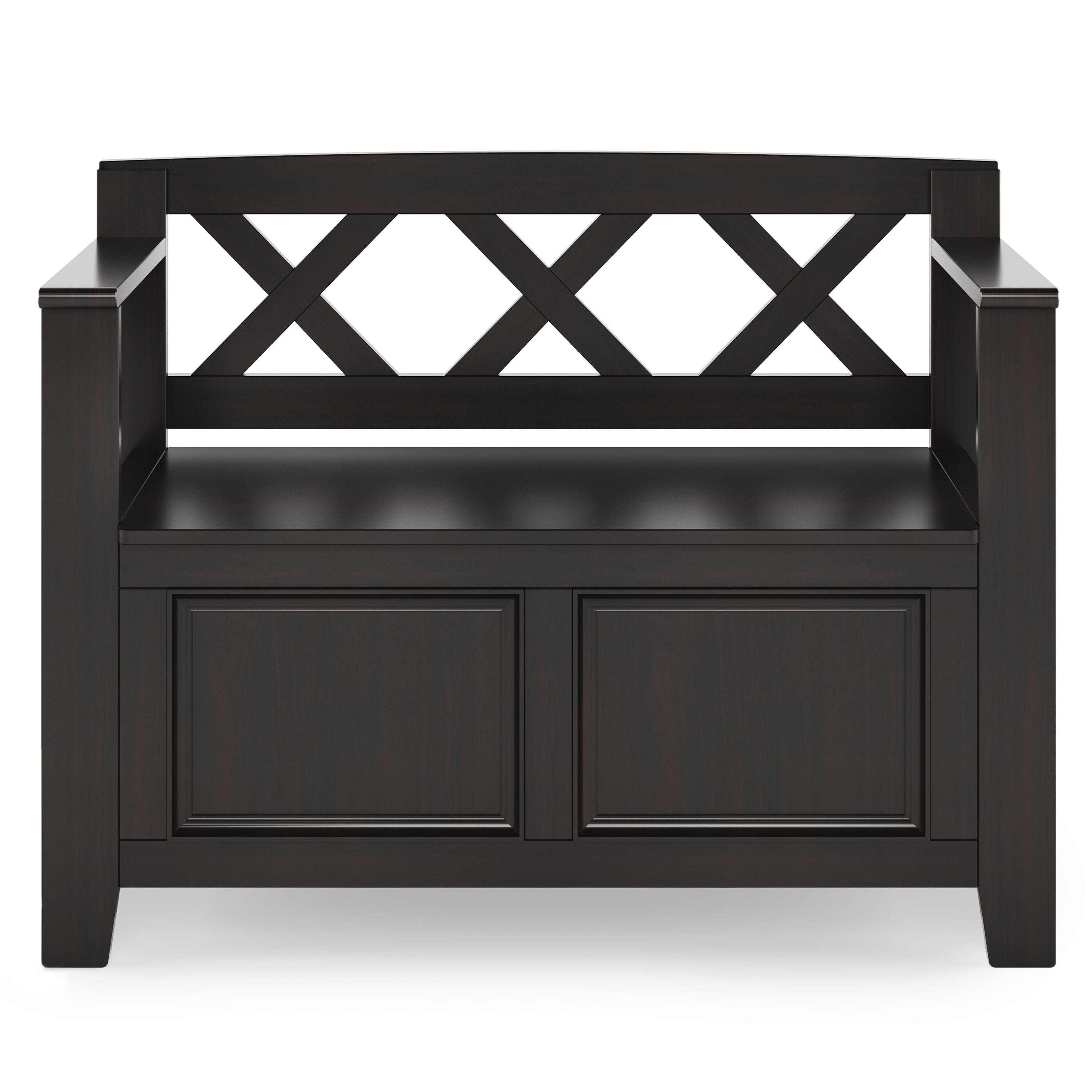 Simpli Home Amherst Small Entryway Storage Bench, Hickory Brown, large