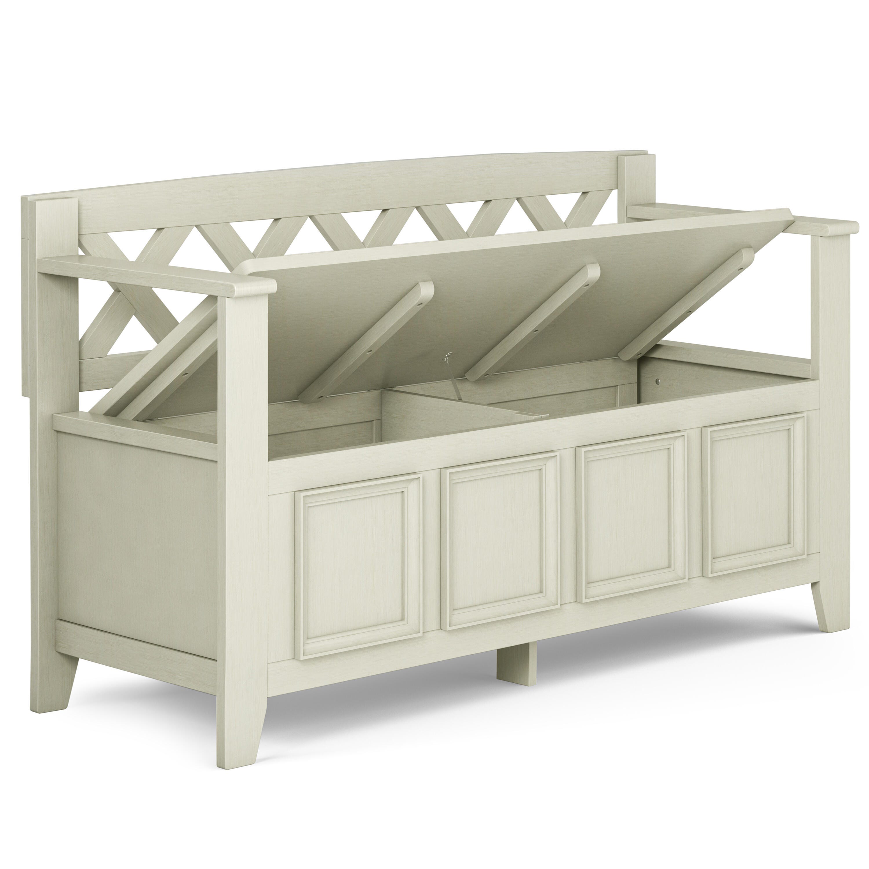 Simpli Home Amherst Entryway Storage Bench, Antique White, large