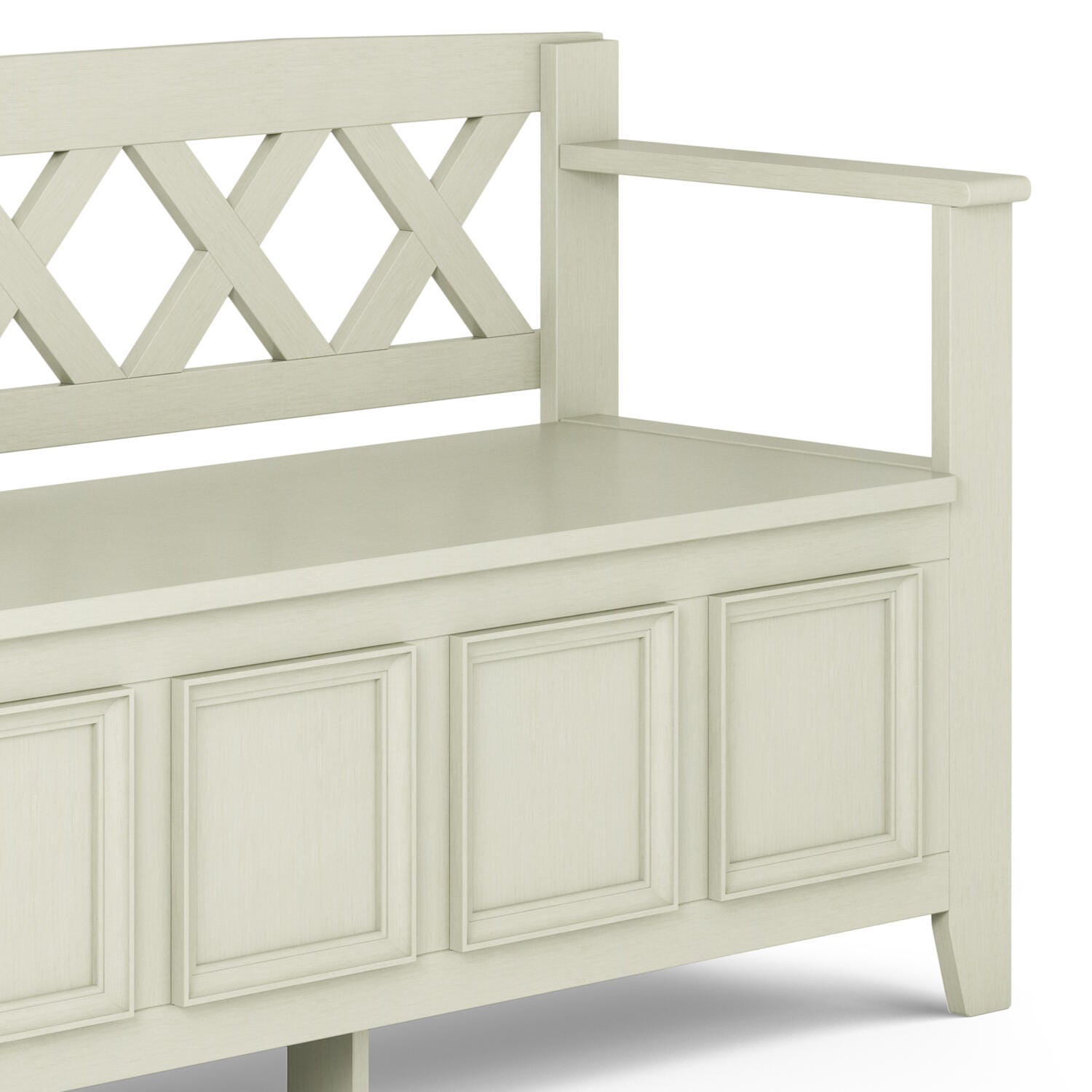 Simpli Home Amherst Entryway Storage Bench, Antique White, large
