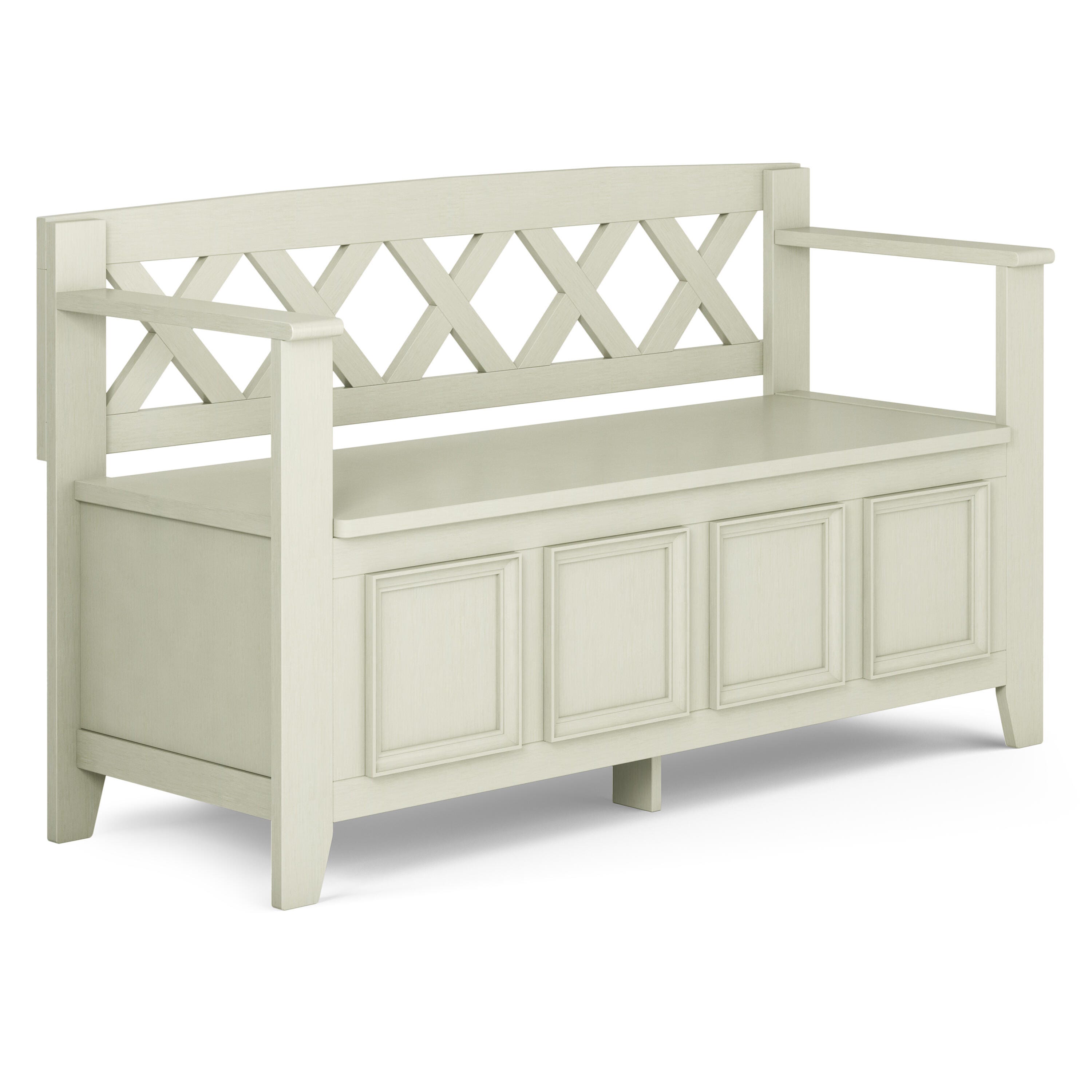 Simpli Home Amherst Entryway Storage Bench, Antique White, large