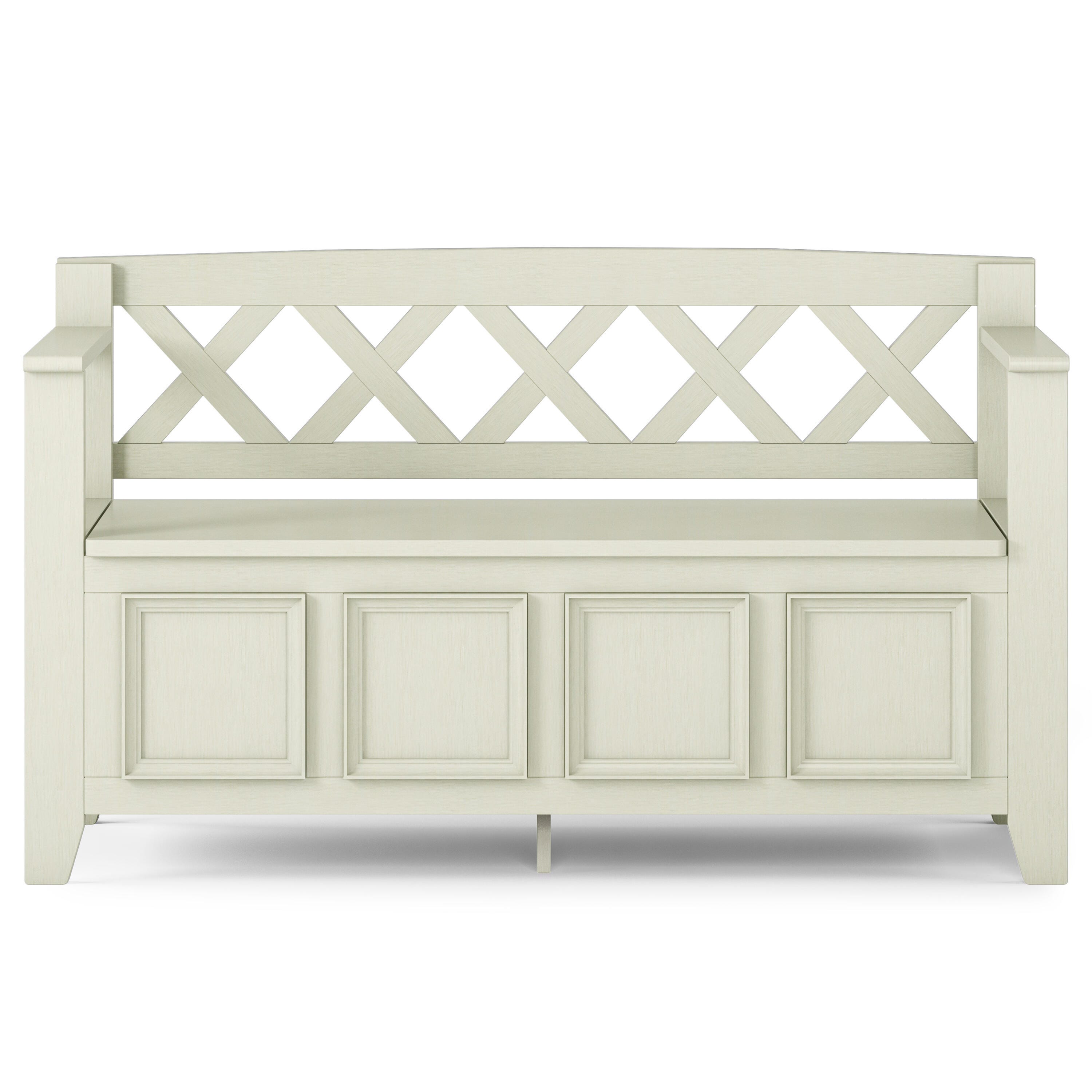 Simpli Home Amherst Entryway Storage Bench, Antique White, large